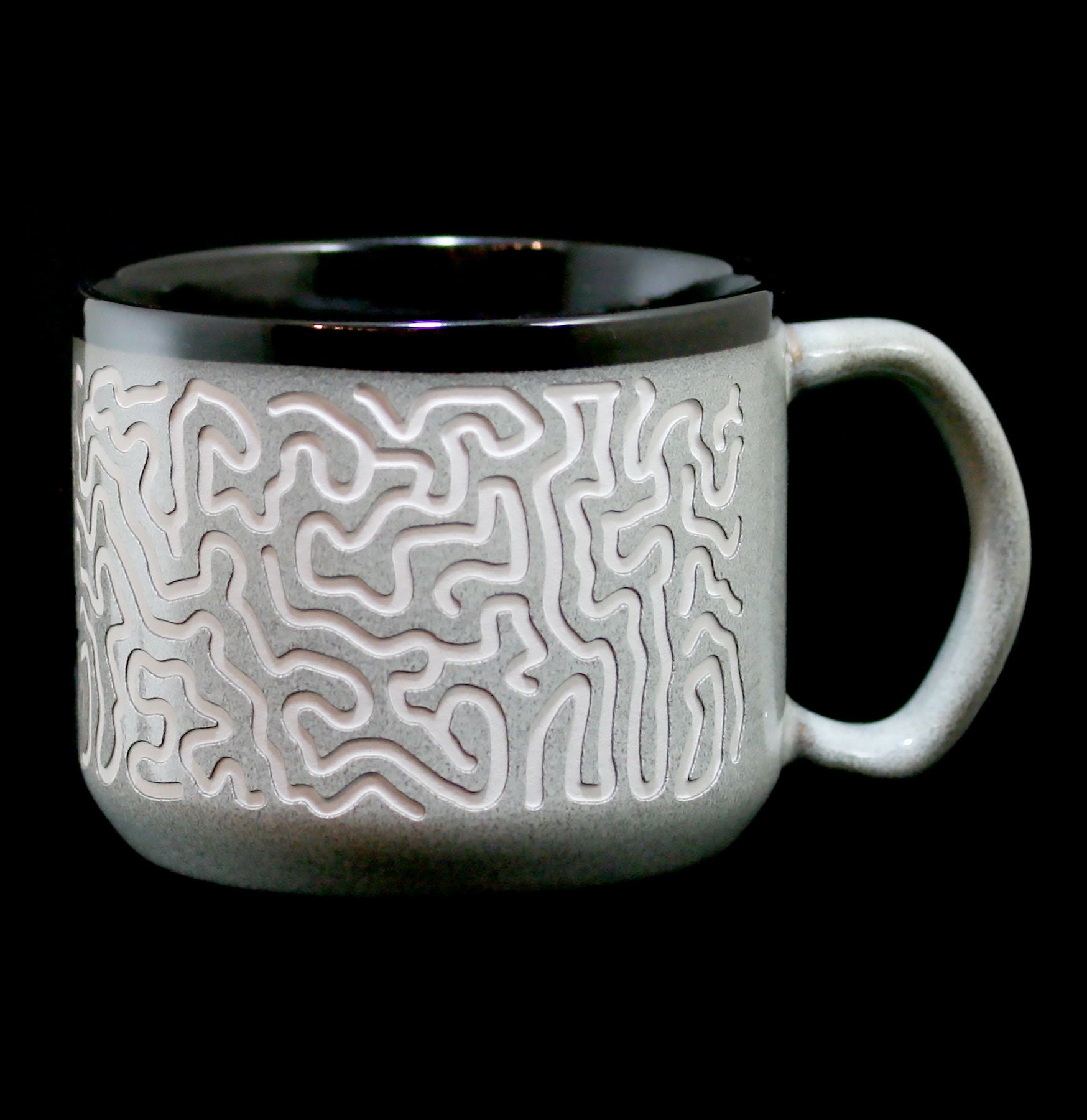 Hand Carved Ceramic Mug with Brain Coral Design - Unique Ocean Theme Coffee Cup for Home, Office & Beach House Decor