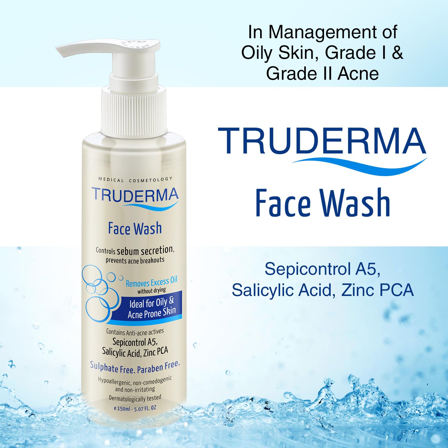 Truderma 1% Salicylic Acid Face Wash - Acne Treatment & Deep Cleanser for Smooth, Glowing Skin | Daily Skincare Routine for Oily & Combination Skin Types