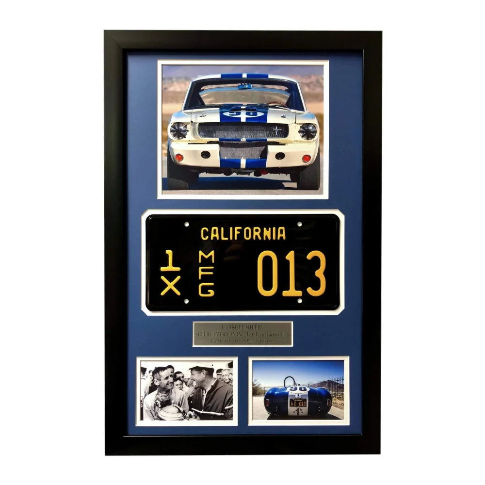 Authentic Carroll Shelby Framed Movie Prop Plate - Ford vs Ferrari Cobra Mustang Photo Memorabilia - Perfect for Racing Fans & Movie Collectors - Home Theater Decor, Man Cave Display, Gift for Car Enthusiasts