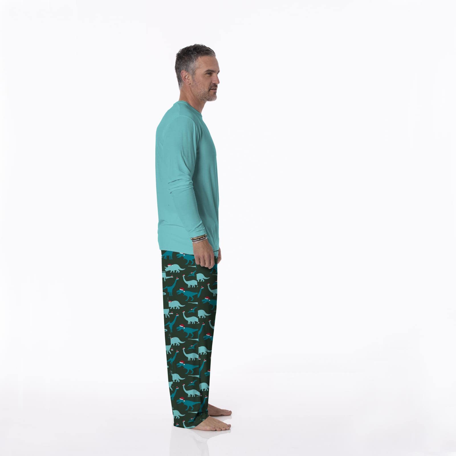 KICKEE Men's Ultra Soft Long Sleeve Print Pajama Set - Comfortable Sleepwear & Loungewear for Men - Family Matching Pjs - Perfect for Christmas, Bedtime & Relaxing at Home
