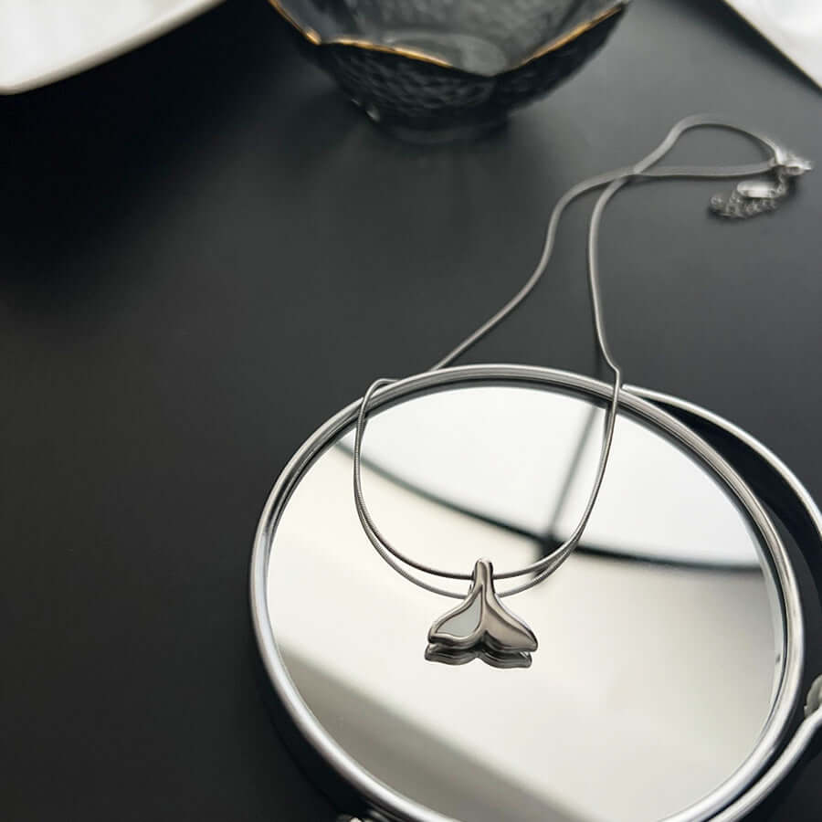 EDGY Whale Tail Two Tone Pendant Necklace | Sterling Silver & Gold Plated Jewelry for Women | Perfect for Beach Parties, Boho Fashion & Layered Necklace Styling