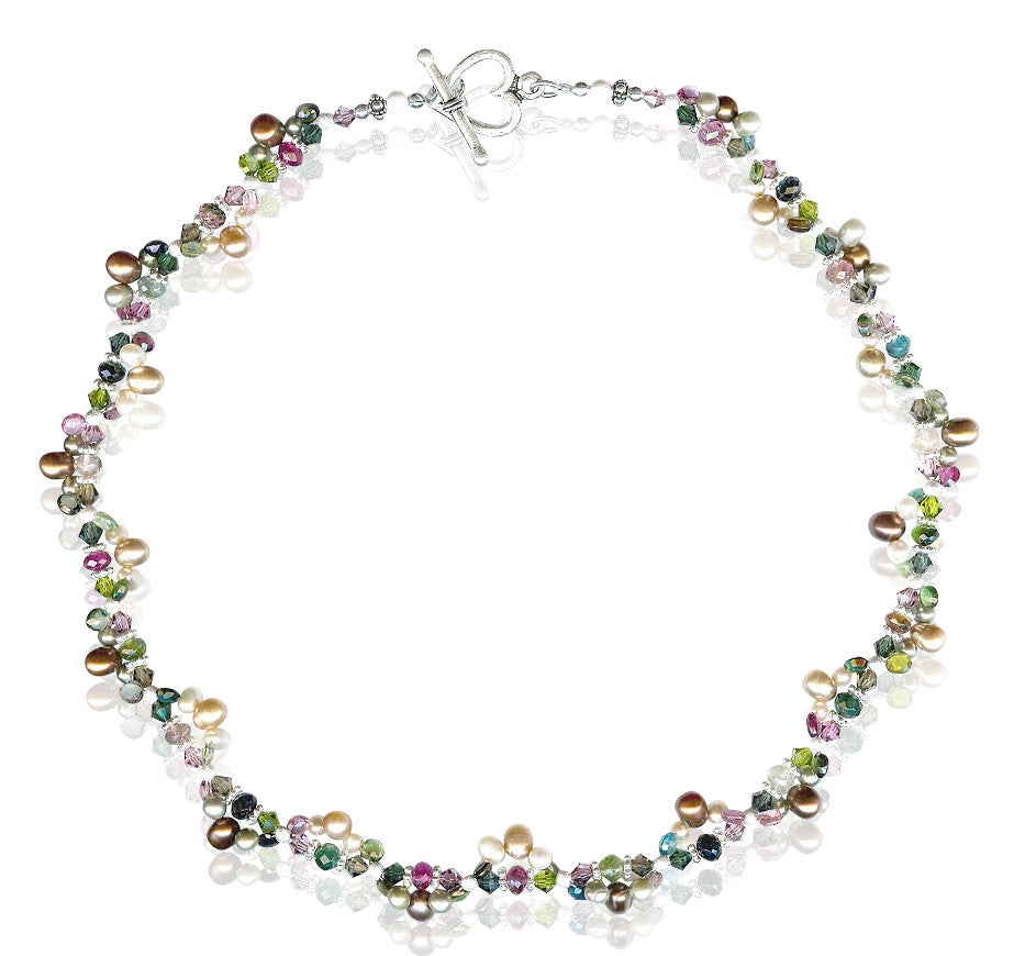 Tourmaline Gemstone Pearl Twist Necklace - Elegant Handmade Jewelry for Women | Perfect for Weddings, Parties & Special Occasions