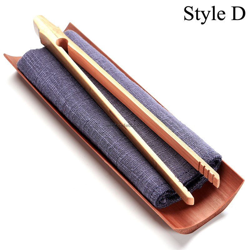 Premium Bamboo Tea Tray Set with Towel and Clip - Perfect for Chinese Gongfu Tea Ceremony, Home Tea Brewing, and Relaxing Afternoon Tea Time