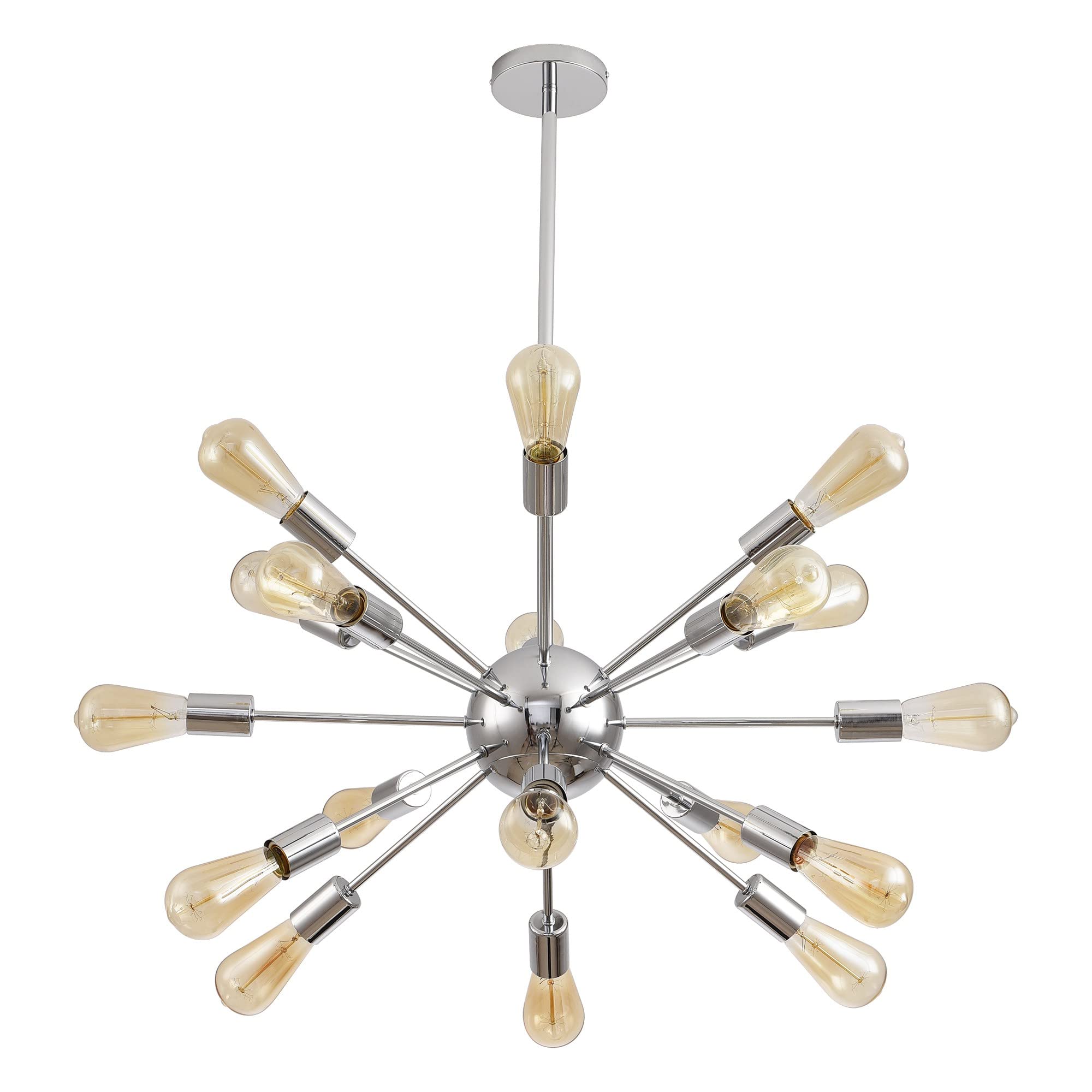 Parrot Uncle Sputnik Chandelier - 18-Light Modern Ceiling Pendant Light Fixture, 28 Inch Chrome Finish for Dining Room & Living Room | Perfect for Mid-Century Modern Home Decor & Open Concept Spaces