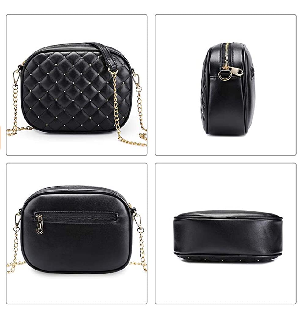 Hanbella Women's Crossbody Clutch Purse - Stylish Small Quilted Leather Shoulder Bag with Gold Chain for Women & Teens | Perfect for Parties, Dating & Daily Use