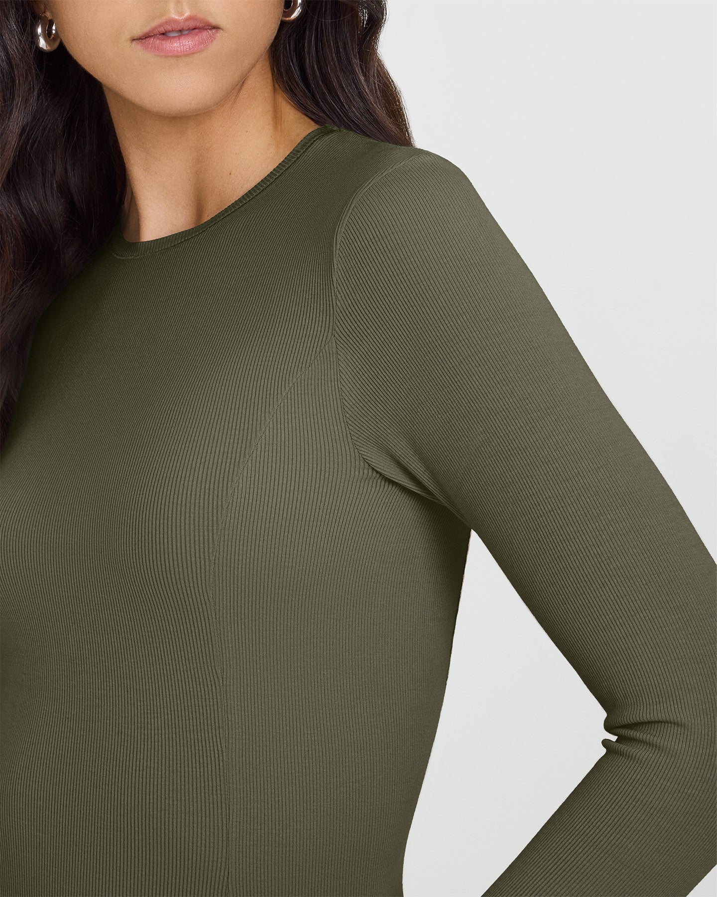 Mellow™ Rib Long Sleeve Top for Women - Soft Stretch Alpine Green Knit Shirt | Casual Wear, Layering, Office Outfits & Everyday Comfort