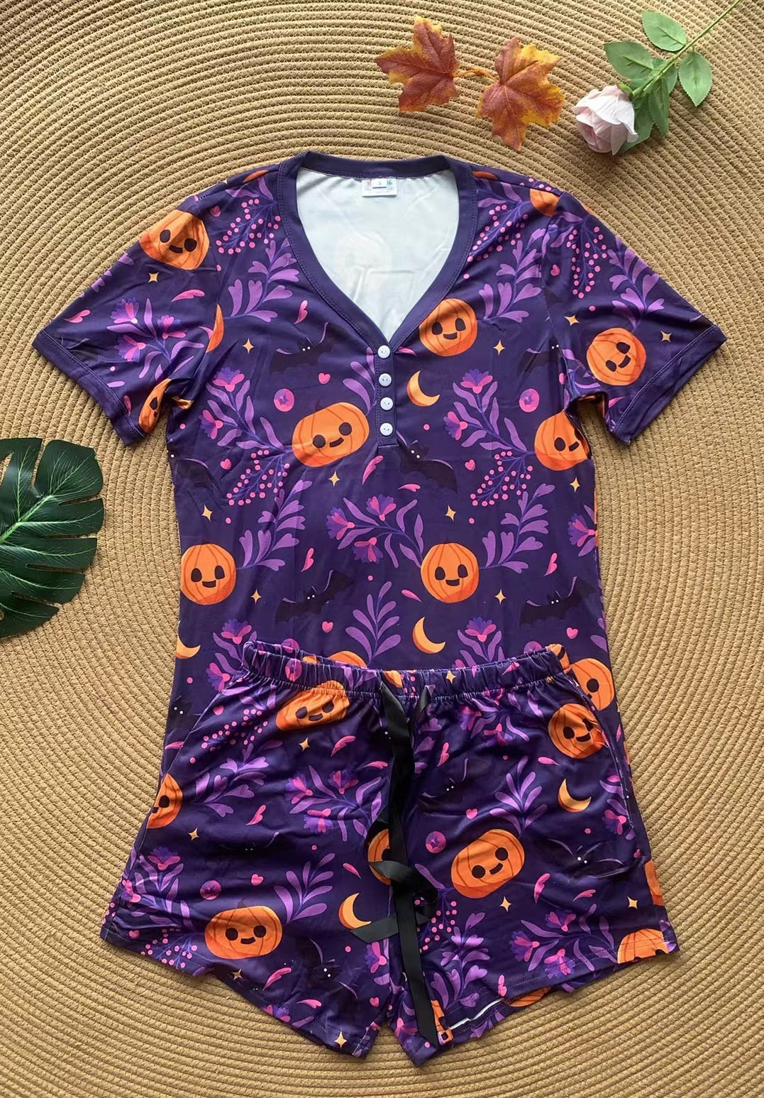 Halloween Pajama Short Set - 5 Cute Print Styles for Women & Kids | Cozy Sleepwear for Halloween Parties & Family Matching Outfits