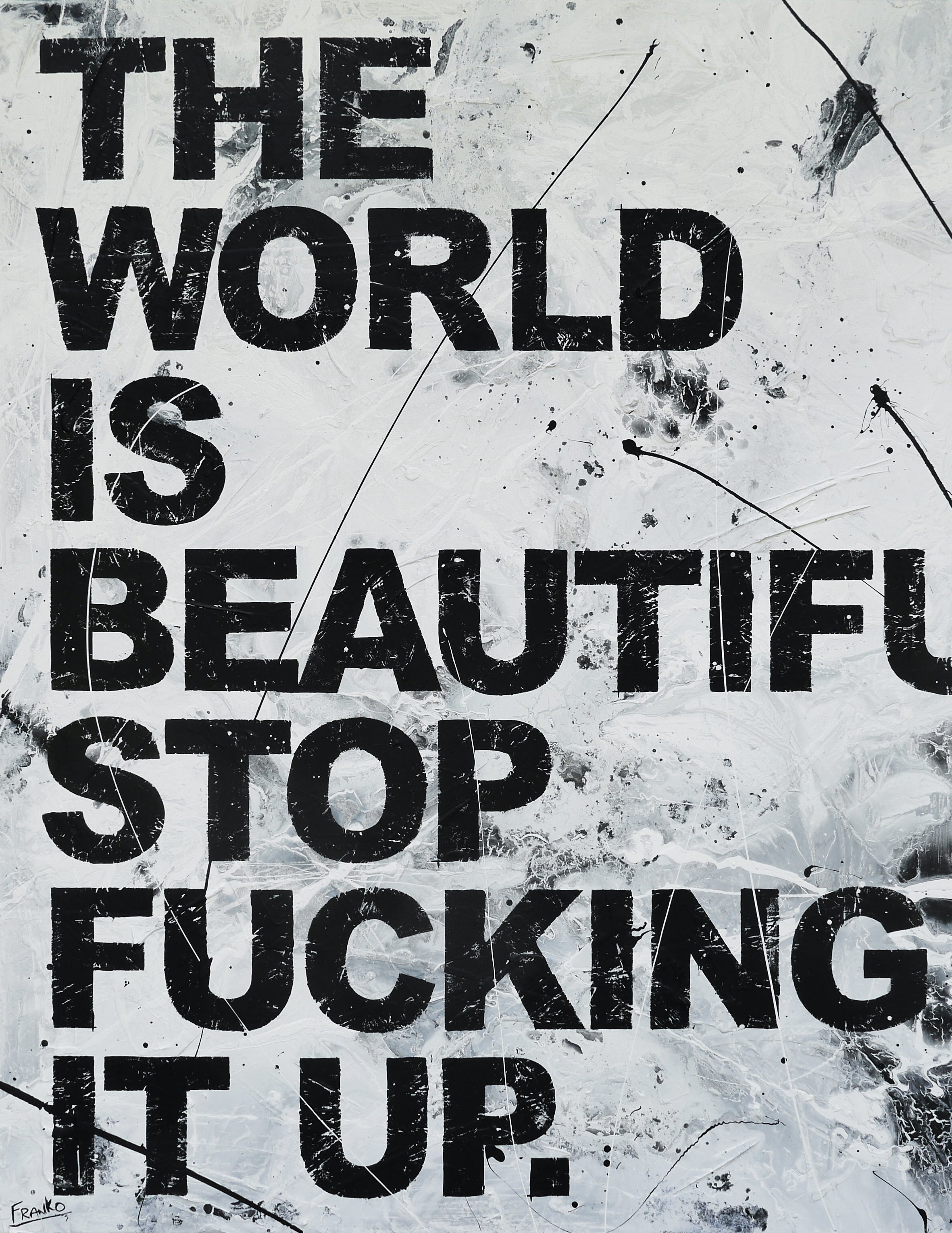 140cm x 180cm Big Beautiful World Textured Urban Pop Art Canvas Painting - Modern Home Decor for Living Room, Bedroom & Office Wall