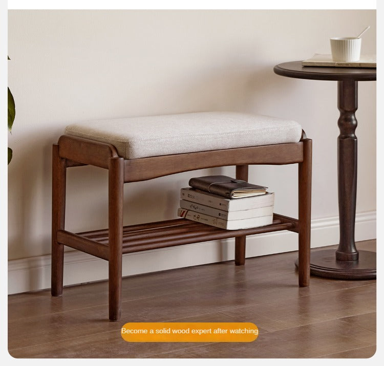 Solid Black Walnut Wood Shoe Bench - Durable Entryway Stool for Shoe Changing & Home Decor | Perfect for Hallway, Bedroom & Mudroom Organization