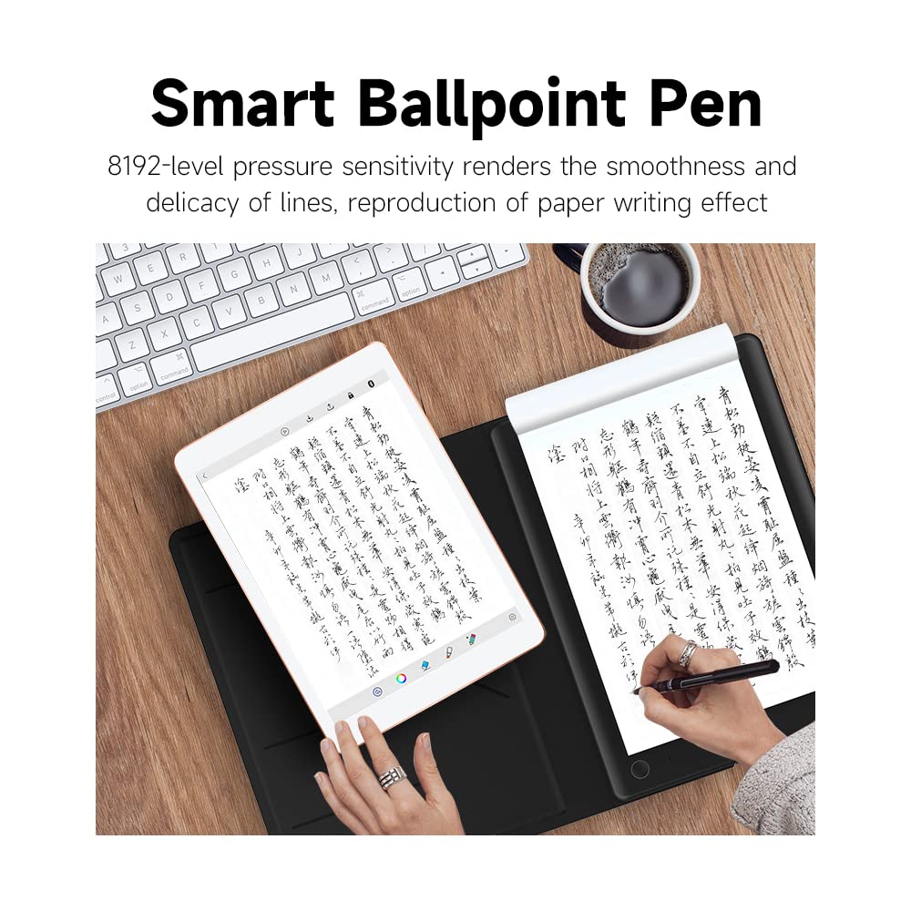 HUIOP WP9623 Smart Writing Pad - 8192 Levels Pressure Sensitivity, Ballpoint Pen, 150 Pages, Protective Case for Offline Storage - Perfect for Note Taking, Sketching & Digital Art