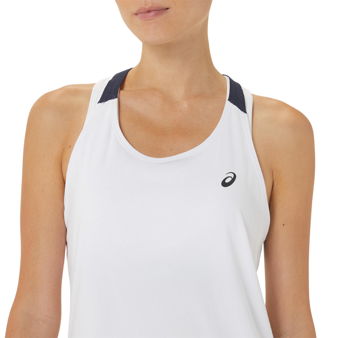 ASICS Women's Tennis Tank Top - Breathable & Lightweight Workout Shirt (White/Midnight) | Perfect for Court Training, Gym Sessions & Summer Sports Activities