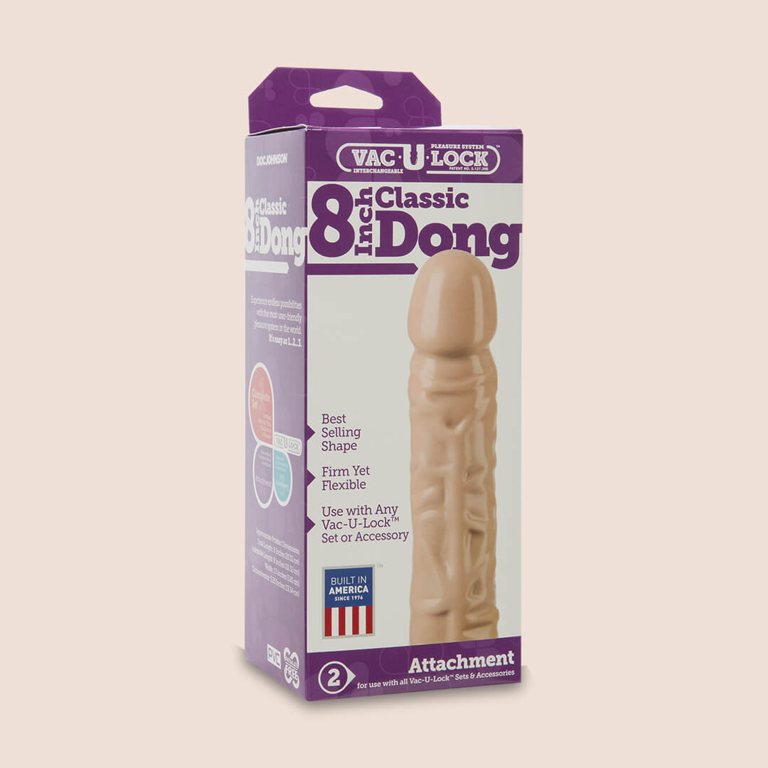 8 Inch Classic Vac U Lock Dildo - Realistic Firm Silicone Adult Toy for Men & Women | Perfect for Strap-On Harnesses, Bondage Play & Solo Pleasure
