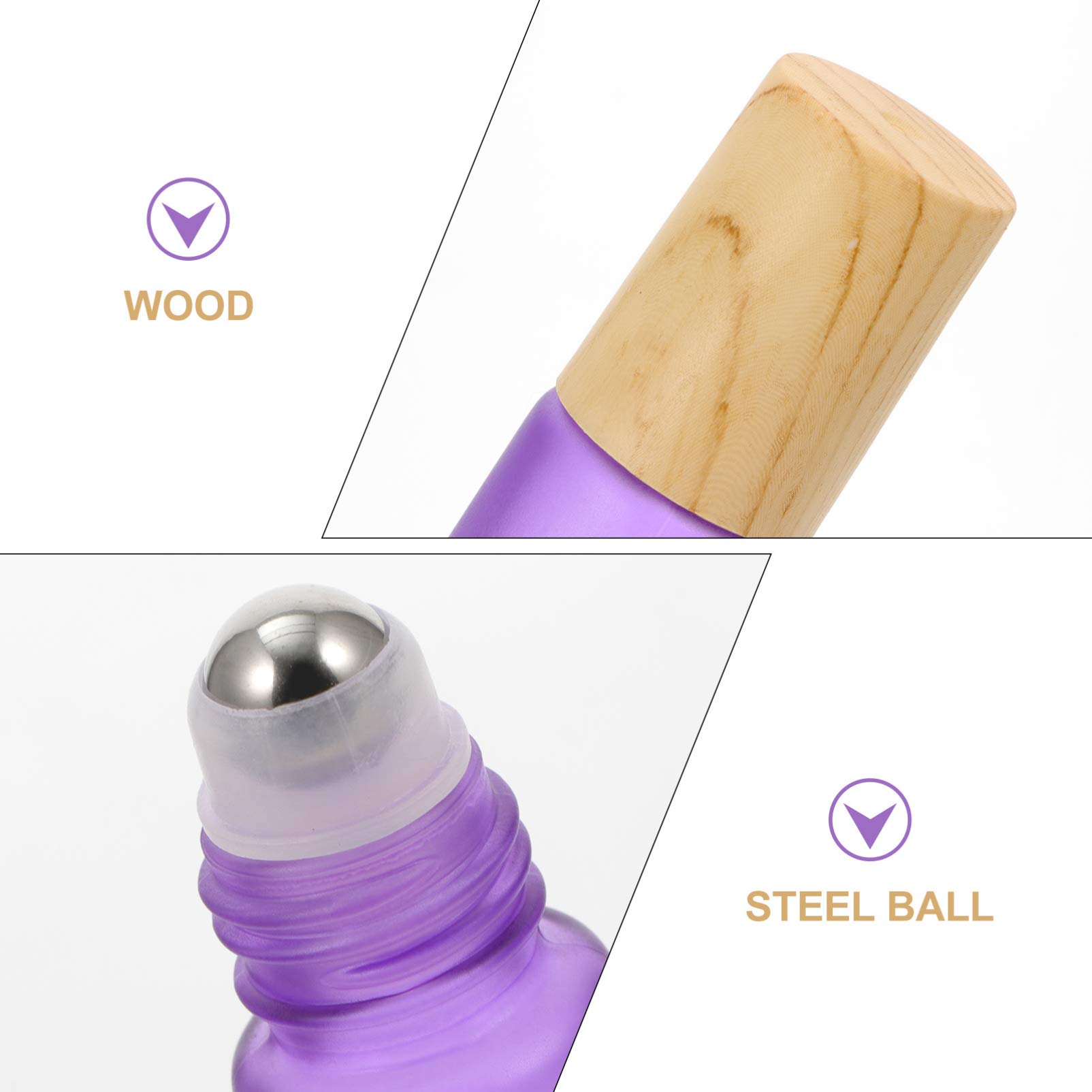 Lurrose 5 Pack 10ml Glass Roll-On Perfume Bottles - Essential Oil Roller Bottles, Leak Proof Travel Containers for Fragrance, Aromatherapy & DIY Liquids (Purple) - Perfect for Travel, Gifts & Home Use