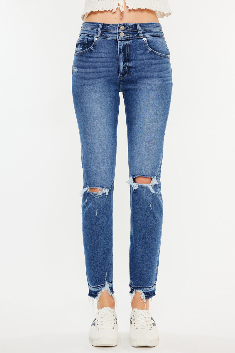 Pamela High Rise Slim Straight Leg Jeans for Women - Stretchy Denim Pants, Comfortable & Flattering Fit - Perfect for Casual Wear, Office, and Date Nights