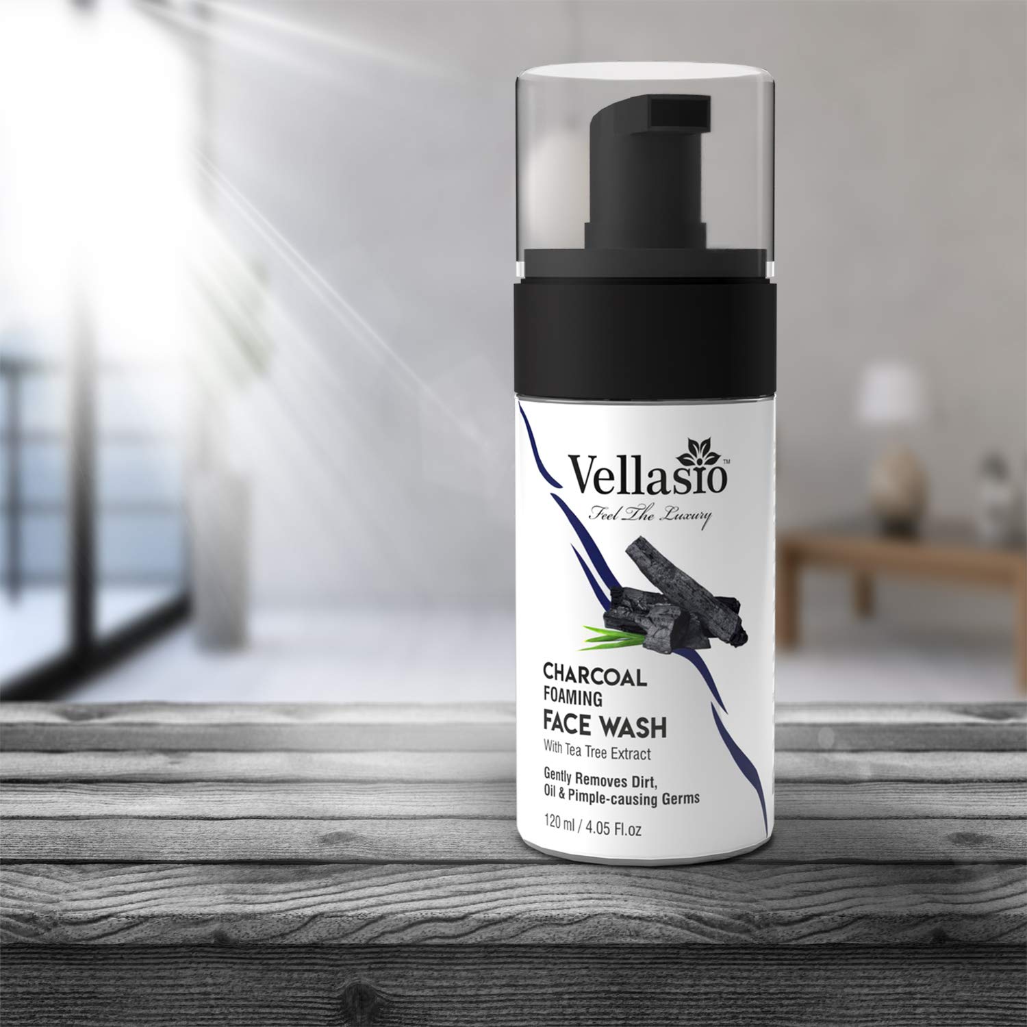 Vellasio Activated Charcoal Foaming Face Wash with Tea Tree Extract - Oil Control & Anti-Pollution Cleanser for Men & Women | Reduces Excess Oil & Dark Spots | Paraben & Sulfate Free | Perfect for Daily Skincare Routine & Acne-Prone Skin