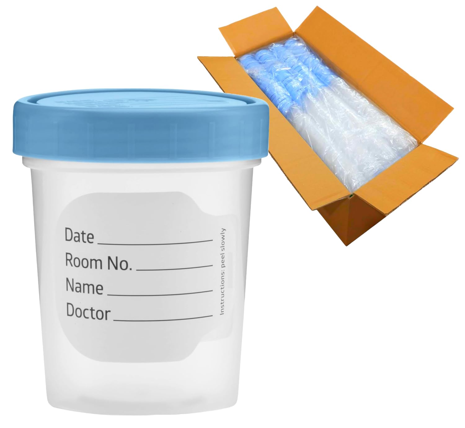 Vakly 4oz Leak-Proof Screw Top Specimen Cups - Pack of 500 Non-Sterile Urine Sample Containers with Blue/Green Lids | Medical Testing, Lab Samples, Home Health Monitoring