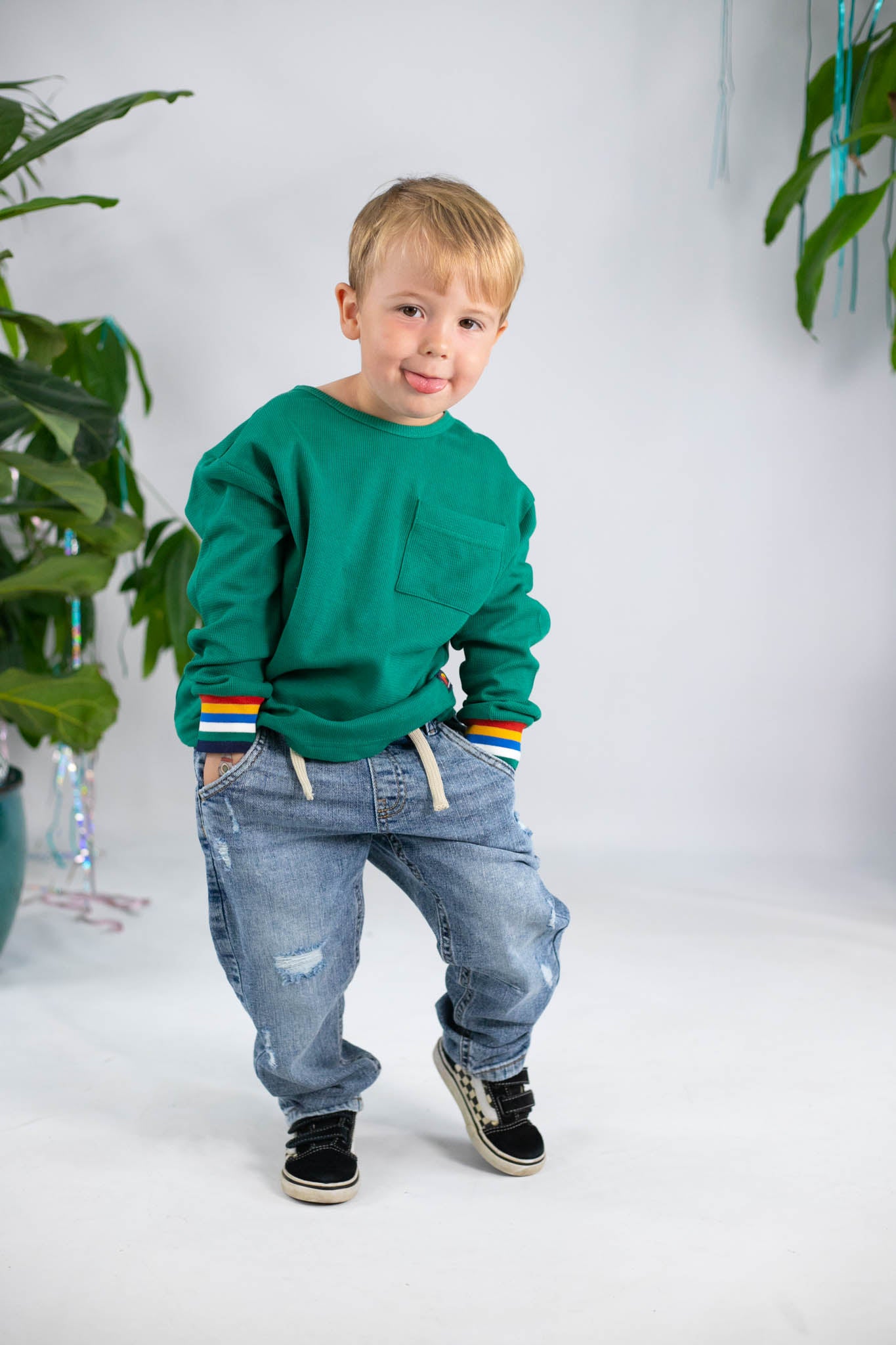 Forest Green Long Sleeve Shirt for Boys - Comfortable Cotton Casual Wear for School, Playdates & Outdoor Activities