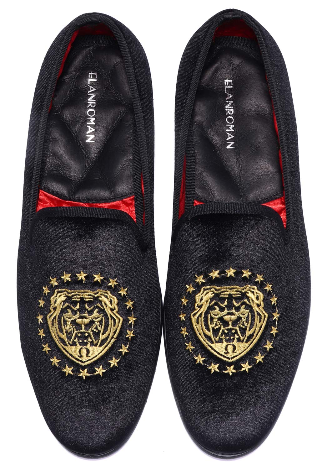 ELANROMAN Men's Velvet Embroidered Loafers - Fashionable 1.0 & 2.0 Dress Shoes for Wedding, Prom, Party & Formal Occasions - Comfortable Slip-On Shoes for Groomsmen & Special Events