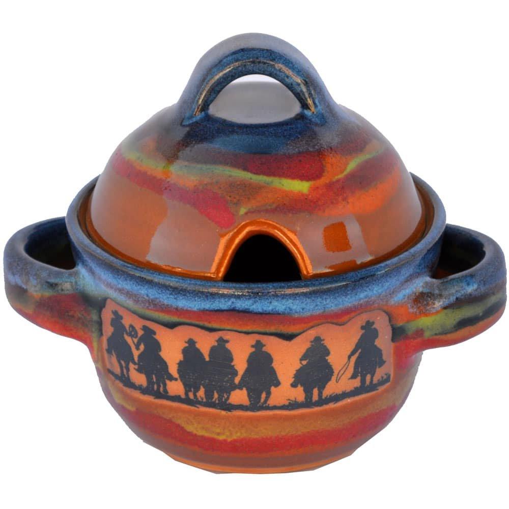 Vintage Cowboy Posse Sugar Bowl - Western Style Ceramic Sugar Pot with Lid for Coffee & Tea - Perfect for Farmhouse, Country Kitchen, or Cowboy Themed Decor