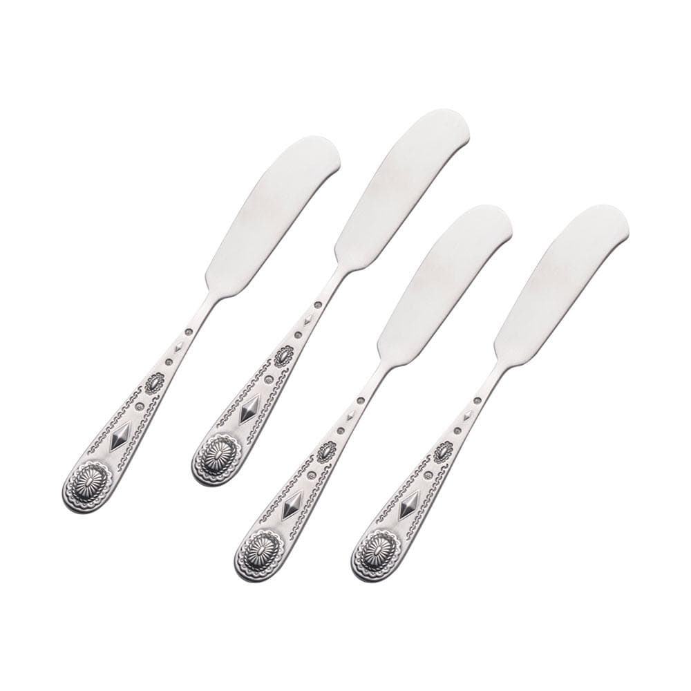 Taos Set of 4 Stainless Steel Butter Knives - Elegant Butter Spreaders for Dinner Parties, Brunch & Cheese Platters - Perfect for Spreading Butter, Jam & Cream Cheese