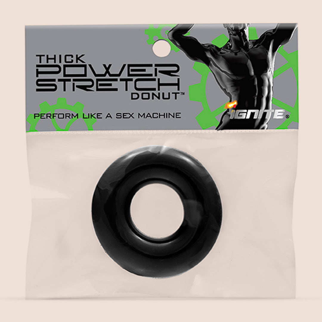 Ignite Thick Power Stretch Donuts - Black (2 Pack) | Perfect for Gym Workouts, Yoga & Fitness Training