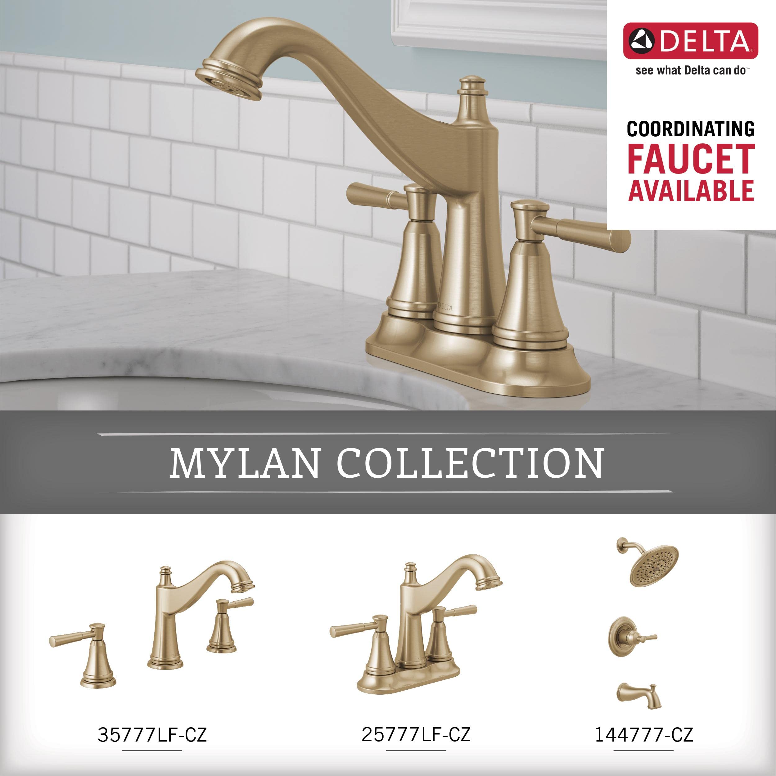 Delta Mylan (1-Pack) Champagne Bronze Wall Mounted Toilet Paper Holder - Adjustable Pivoting Tissue Roll Rod for Bathroom Organization | Stylish Gold Bathroom Accessories for Home, Hotel & Office Use