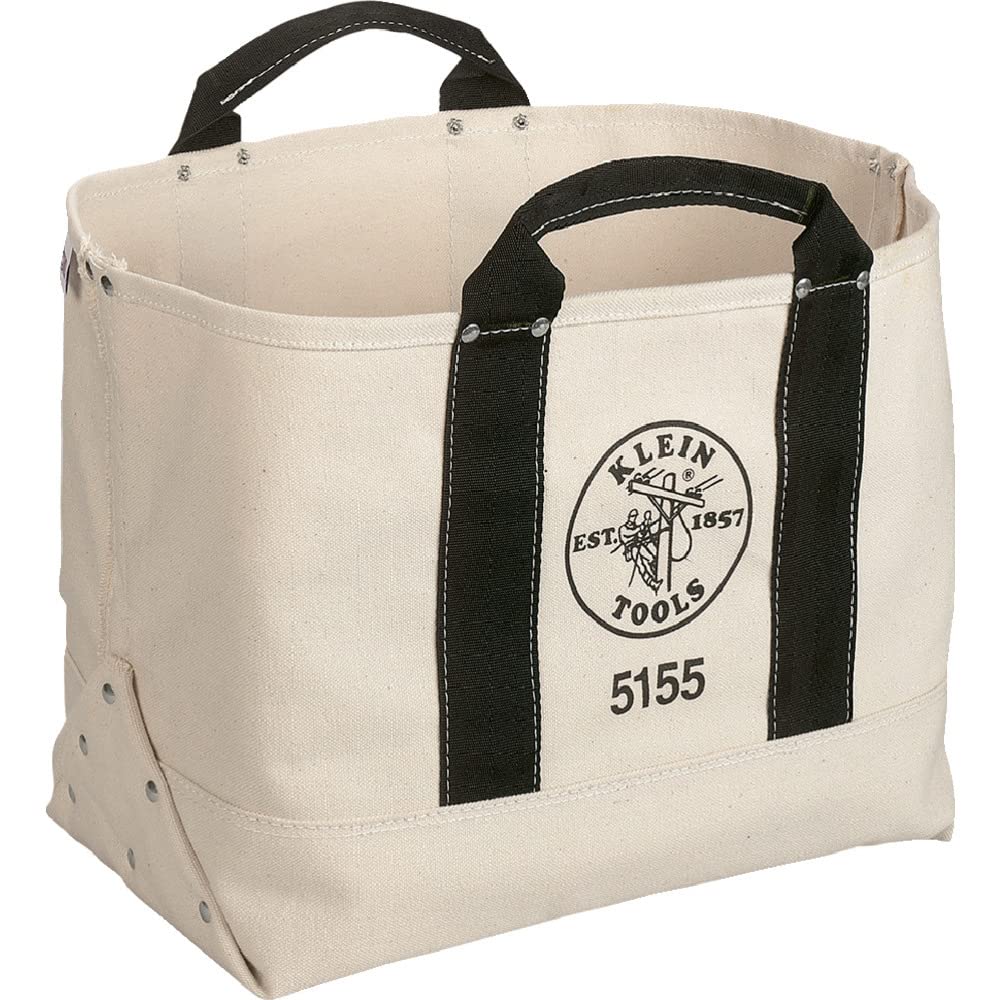 Klein Tools 5155 17-Inch Heavy Duty Canvas Tool Bag for Electricians & Contractors - Perfect for Job Sites, Home Repairs & DIY Projects