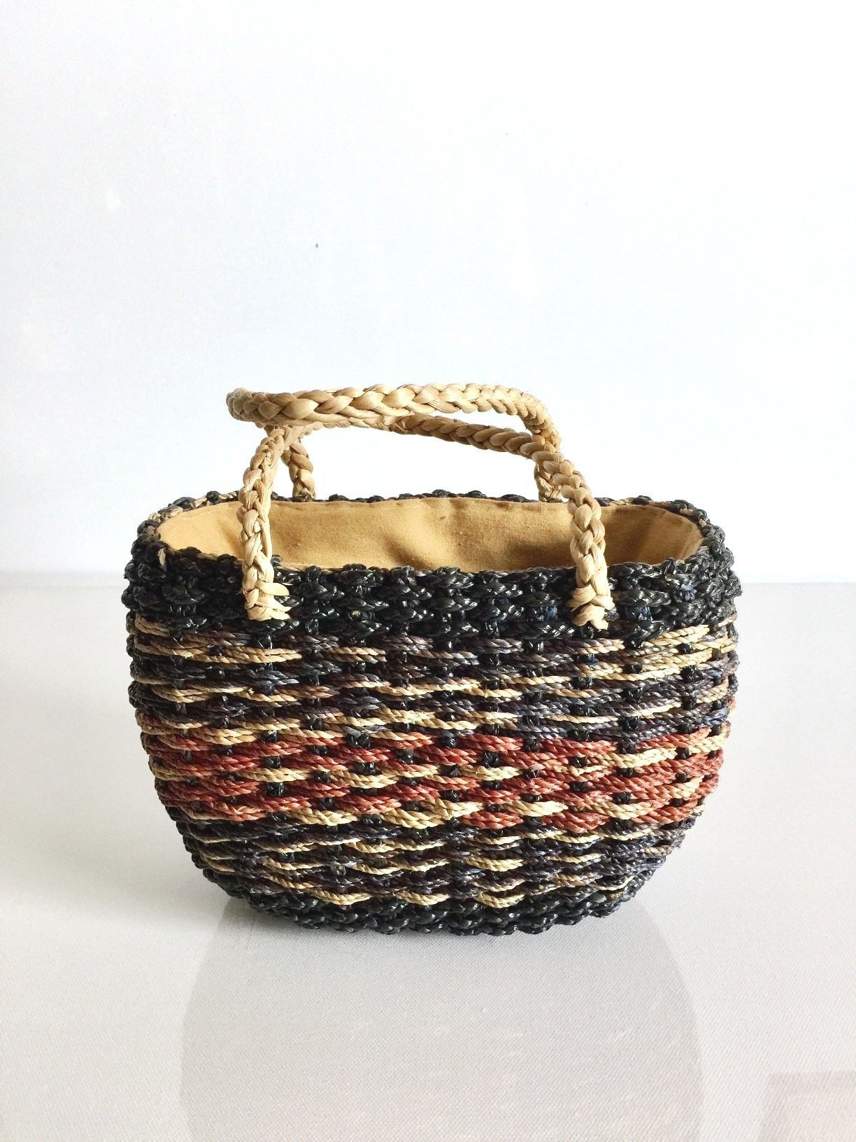 Handwoven Mini Straw Tote Bag - Navy Blue Beach Basket Purse for Women | Summer Beach Accessories, Picnic, Shopping & Vacation Essentials