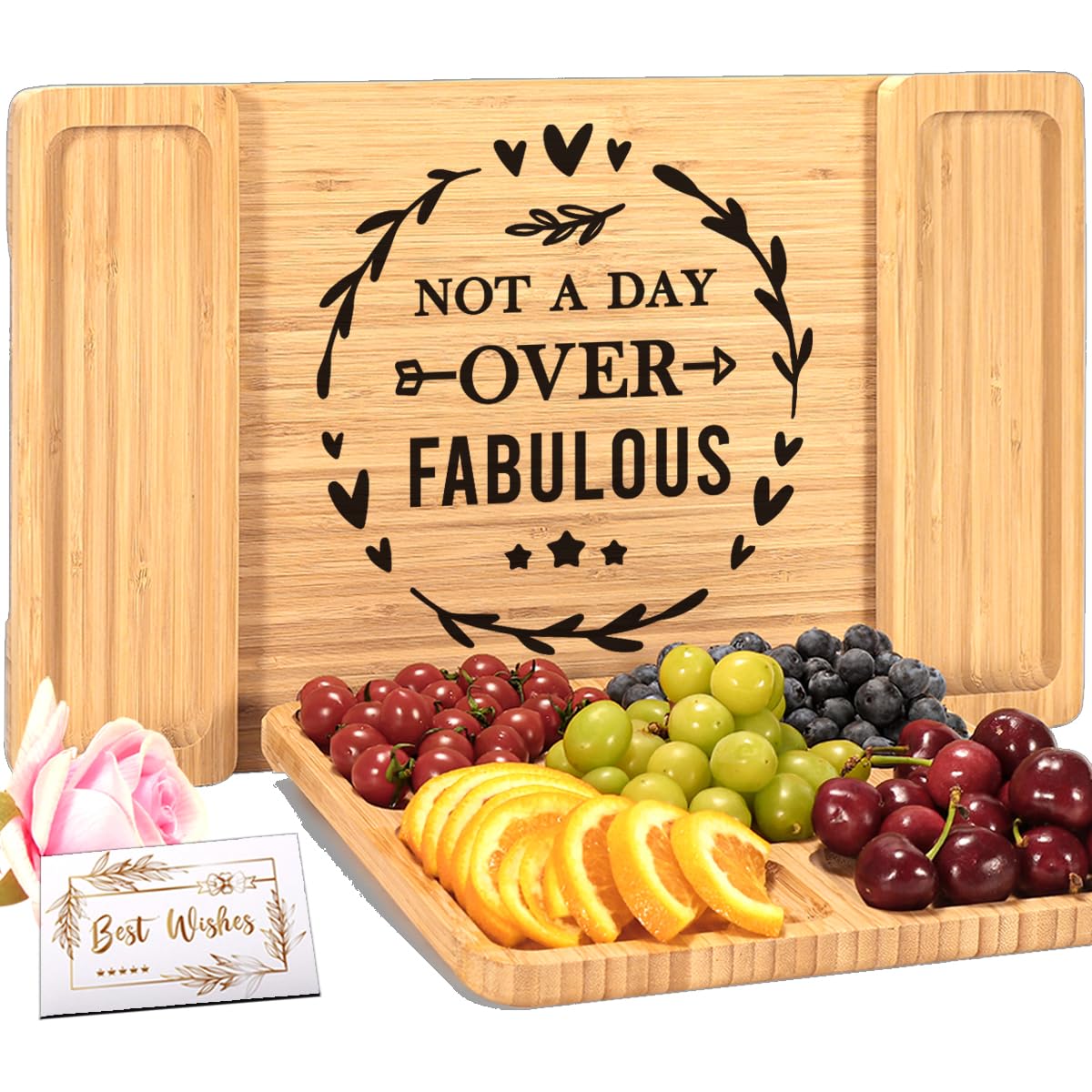 Not A Day Over Fabulous Cheese Board - Unique Birthday, Wedding & Christmas Gift for Women, Men, Parents, Friends, Coworkers, Couples, Daughters, Aunts & Sisters | Perfect for Wine Nights, Housewarming Parties & Special Occasions