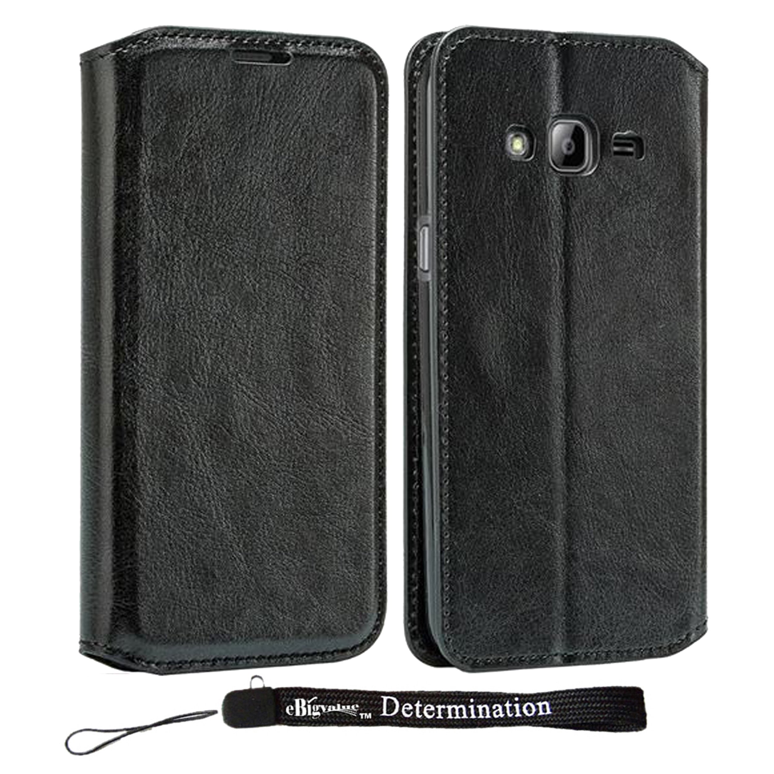 Samsung Galaxy J3 Case - Premium PU Leather Book Style Wallet Cover with Kickstand & Hand Strap | Protective Phone Case for Samsung Galaxy J3 (2016) | Perfect for Work, Travel & Everyday Use