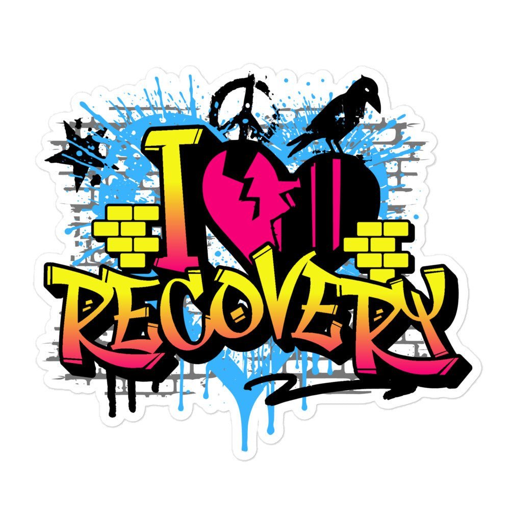 I Heart Recovery Sticker Bundle (5 Pack) - Waterproof Vinyl Decals for Laptops, Water Bottles & Journals - Motivational Self-Care Gifts