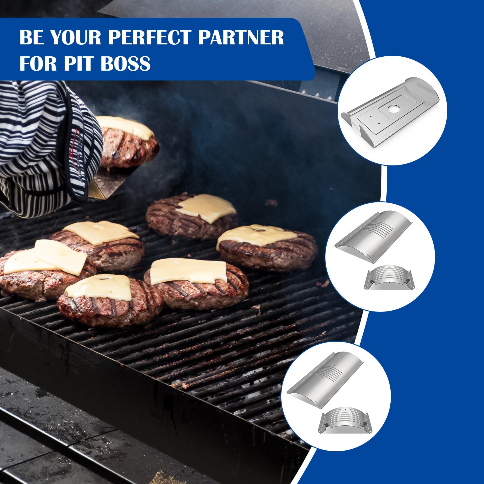 Pit Boss 1000 1100 Series Pellet Smoker Grill Heat Baffle Diffuser Plate Replacement - Heavy Duty Steel Heat Shield Accessories for Austin XL - Perfect for BBQ Smoking, Grilling & Outdoor Cooking