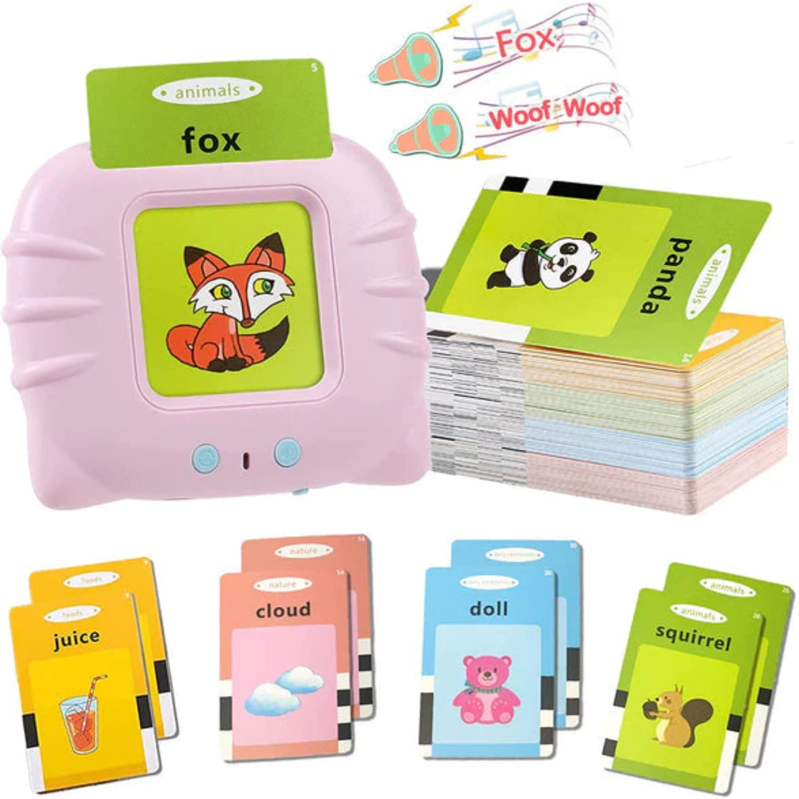 Toddler Talking Flash Cards - 255 Sight Words, Speech Therapy & Learning Toy for Boys & Girls - Perfect for Home & Classroom Use (Pink)
