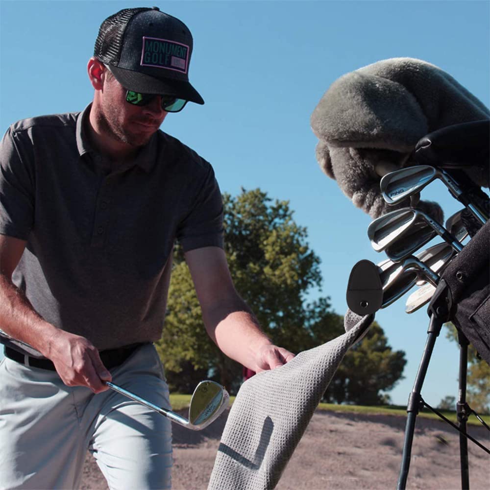 Premium Magnetic Golf Towel Set - 2 Pack Super Absorbent Microfiber Cleaning Towels for Golf Clubs, Balls & Bags | Quick-Dry Sweat Wiping Cloth with Strong Magnet | Ideal for Golf Course, Driving Range & Club Maintenance
