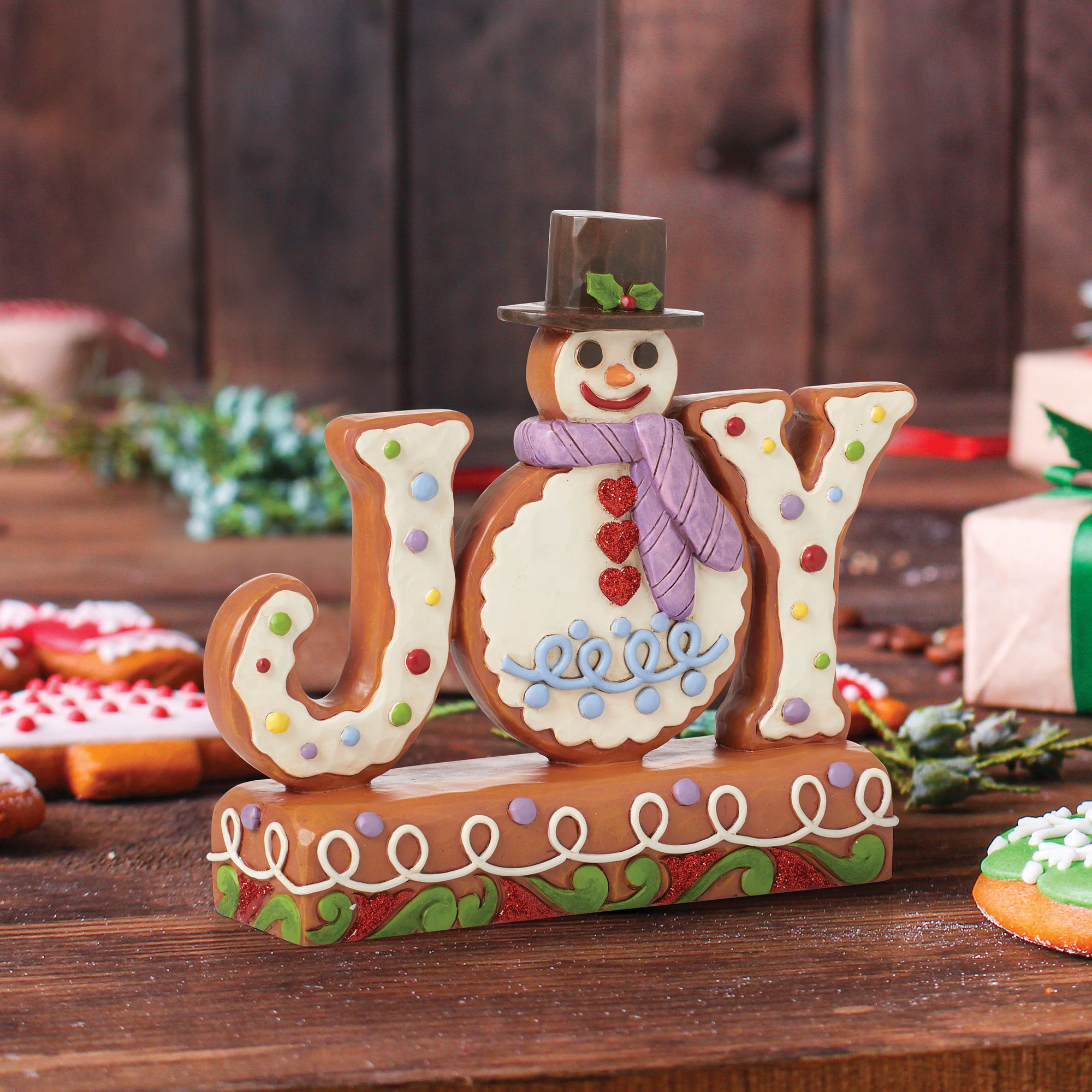 Gingerbread JOY Figurine - Festive Holiday Decor for Christmas Tree, Home, and Office | Perfect for Holiday Gifting and Seasonal Cheer