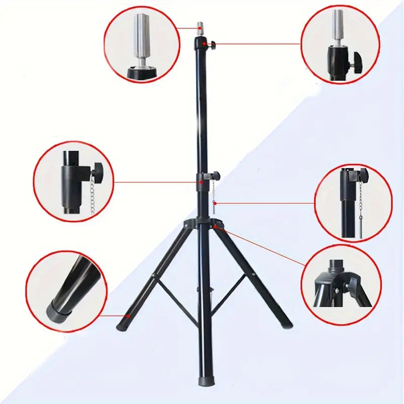 Heavy Duty Adjustable Wig Stand Tripod - 120cm Black for Salon, Cosplay & Styling - Perfect for Professional Hairstylists & Wig Enthusiasts