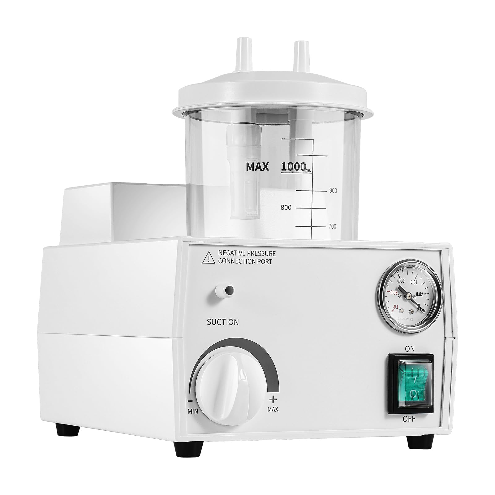 Portable Vacuum Suction Unit - 1000mL Veterinary Suction Machine for Home & Clinic Use - Compact 7.71x9.25x9.57in White Medical Device - Ideal for Pet Care, Wound Drainage & Emergency Situations