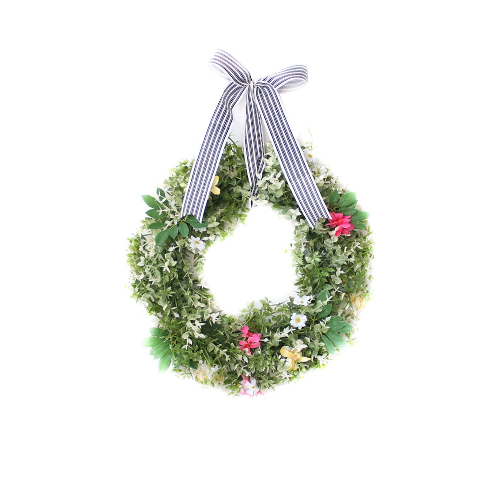 Artificial Spring Garland Wreath - Round Green Wall Window Decoration for Pantry Door, Home & Wedding Decor (One Size) - Perfect for Seasonal Home Decor, Front Door Welcome Wreath, and Indoor/Outdoor Holiday Decorations