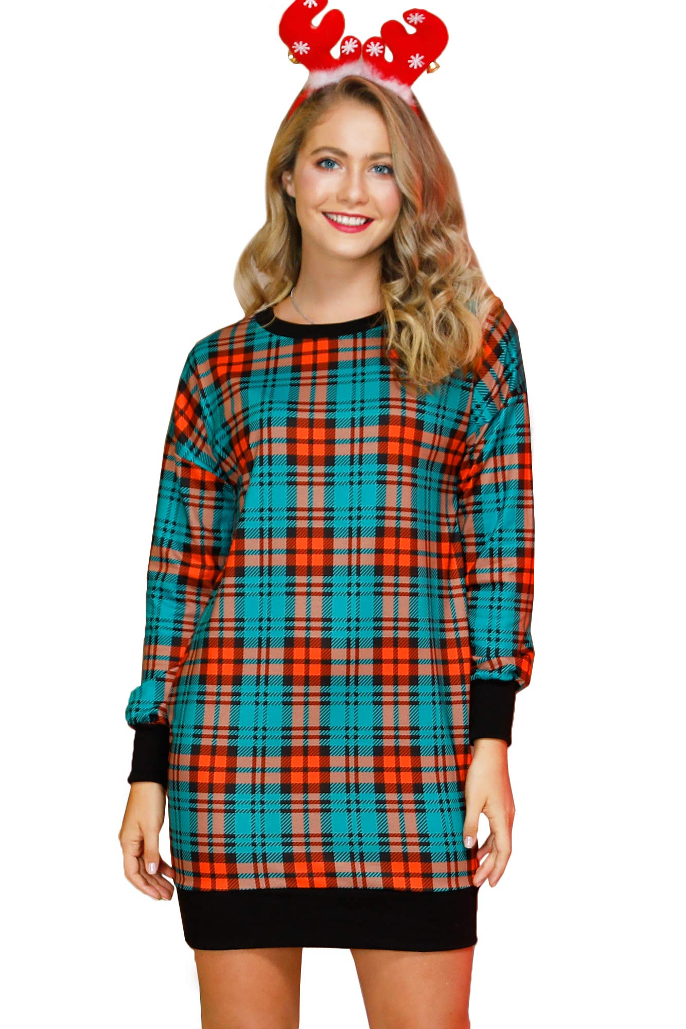 Spadehill Women's Christmas Long Sleeve Sweatshirt Dress - Cozy Holiday Pullover Tunic for Parties, Family Gatherings & Winter Outfits