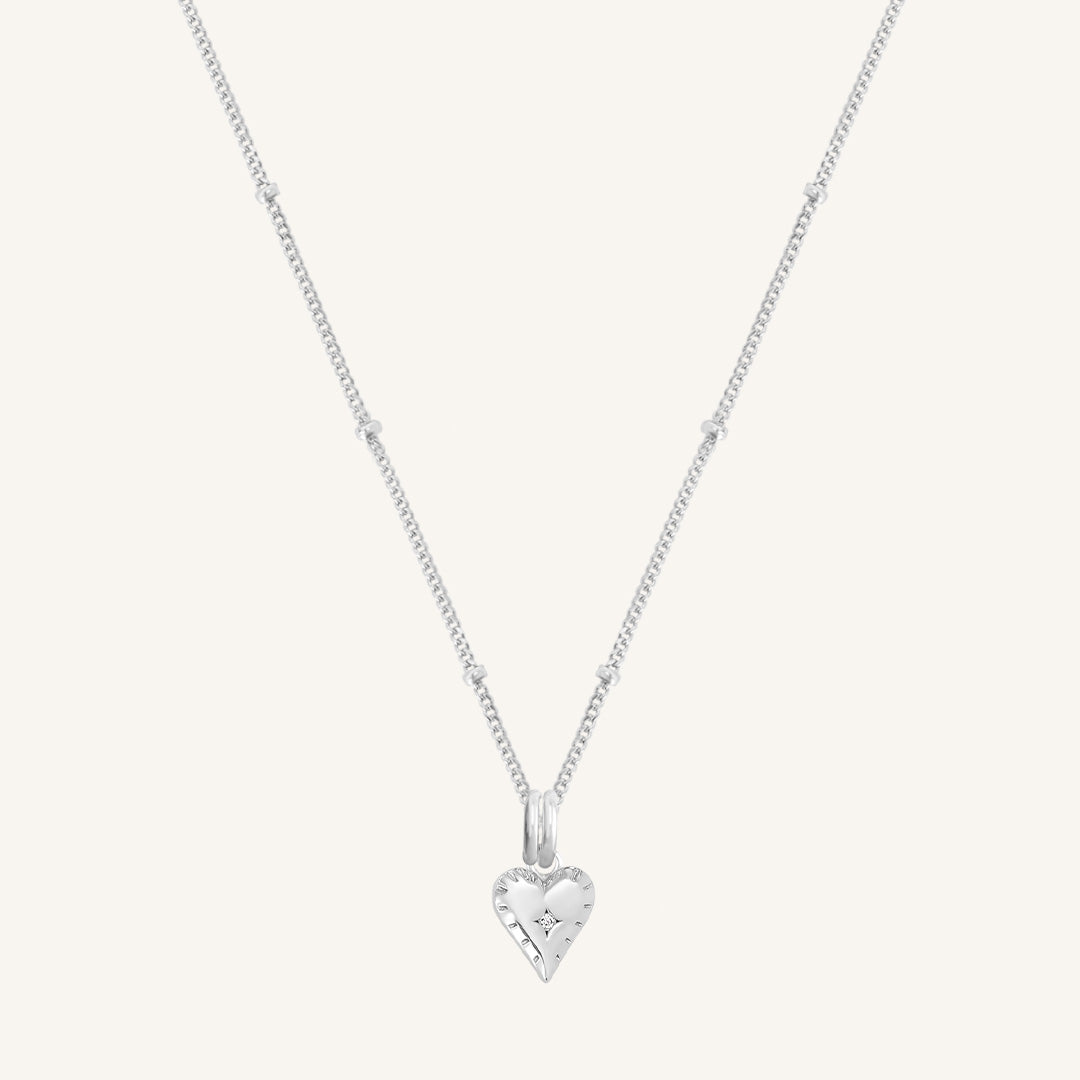 Eternal Heart Charm Necklace - Sterling Silver Dainty Pendant Jewelry for Women, Gift for Her, Valentine's Day, Anniversary & Romantic Occasions