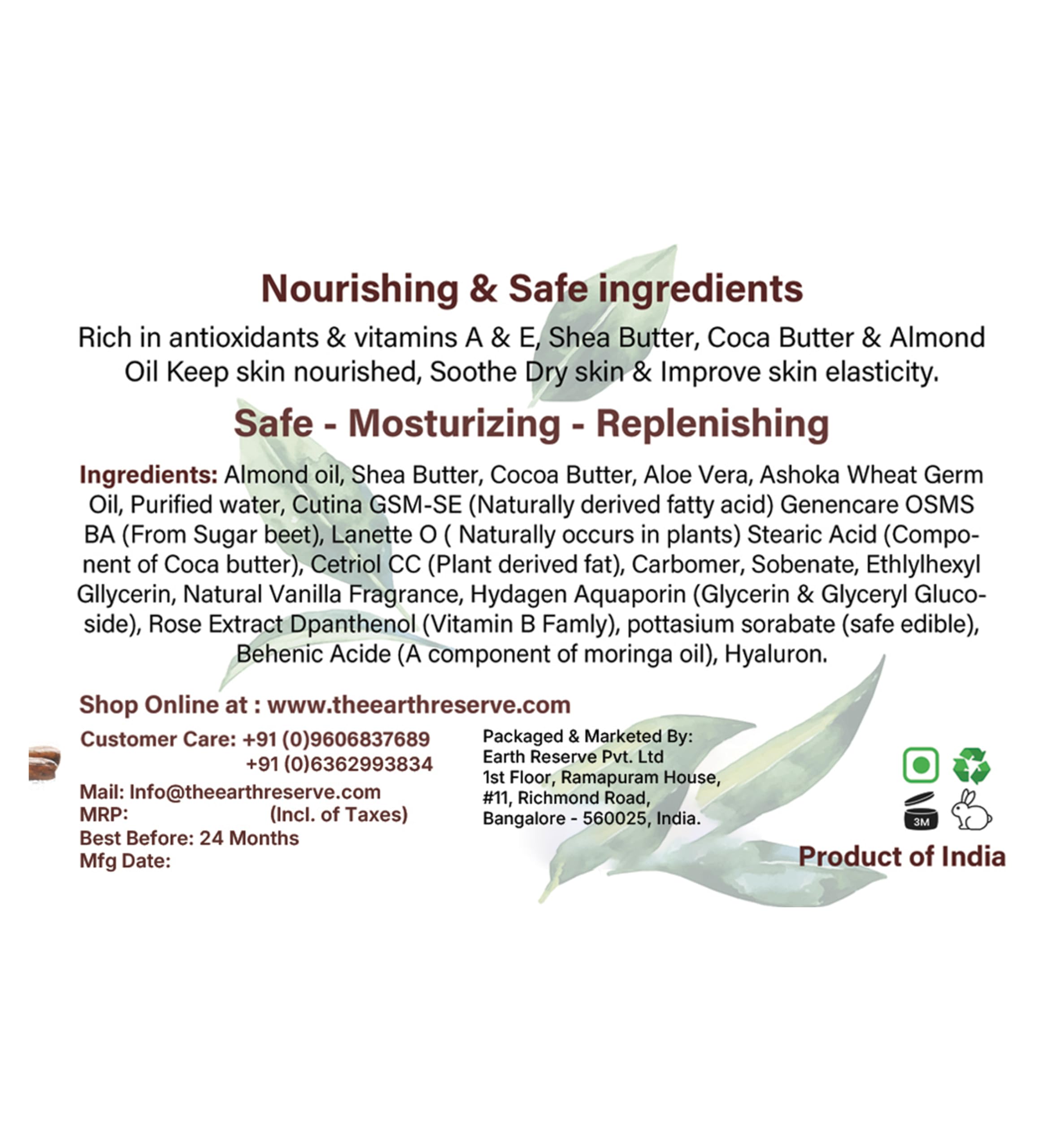 Organic Shea Body Butter by The Earth Reserve - Deep Moisturizing & Nourishing for Dry Skin | Perfect for Daily Hydration, Post-Shower Care & Spa Nights
