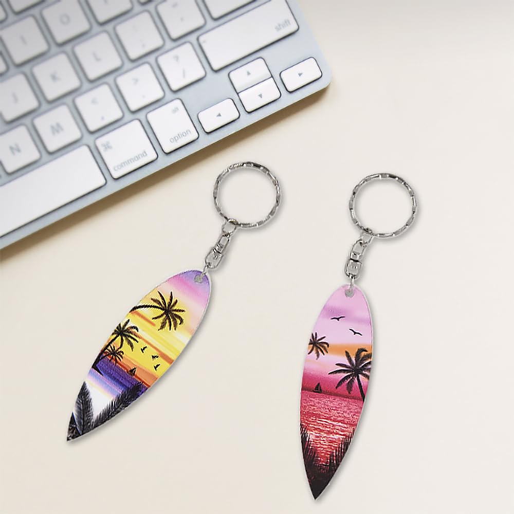 4 Inch Wooden Surfboard Keychain - Handcrafted Beach Theme Keyring for Surfers & Travelers - Perfect for Keys, Bags, Gifts & Beach Accessories