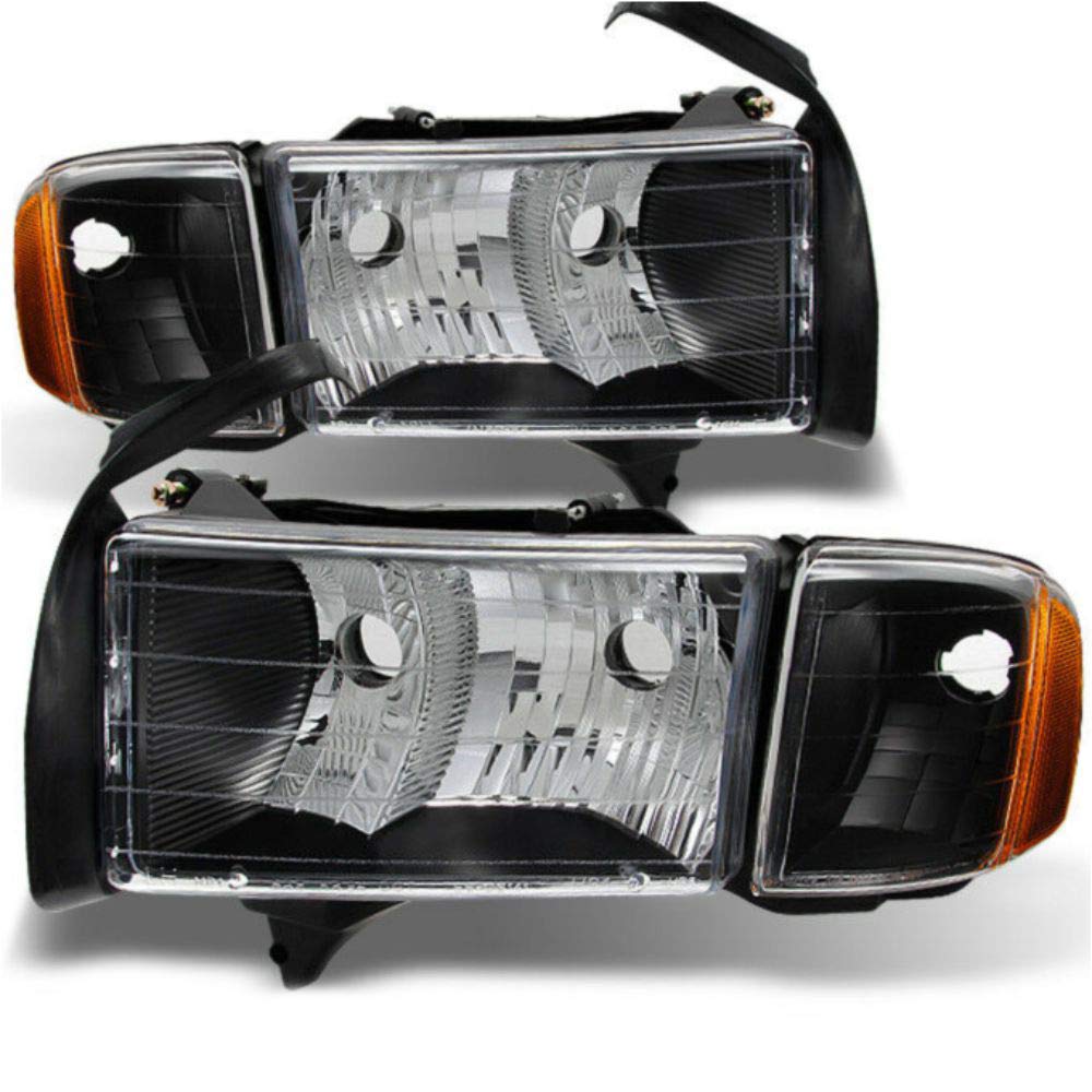 OIICMPX Black Headlights Replacement for 1999-2001 Dodge Ram 1500 Sport Pickup - Durable Corner Lights for Off-Road & Night Driving