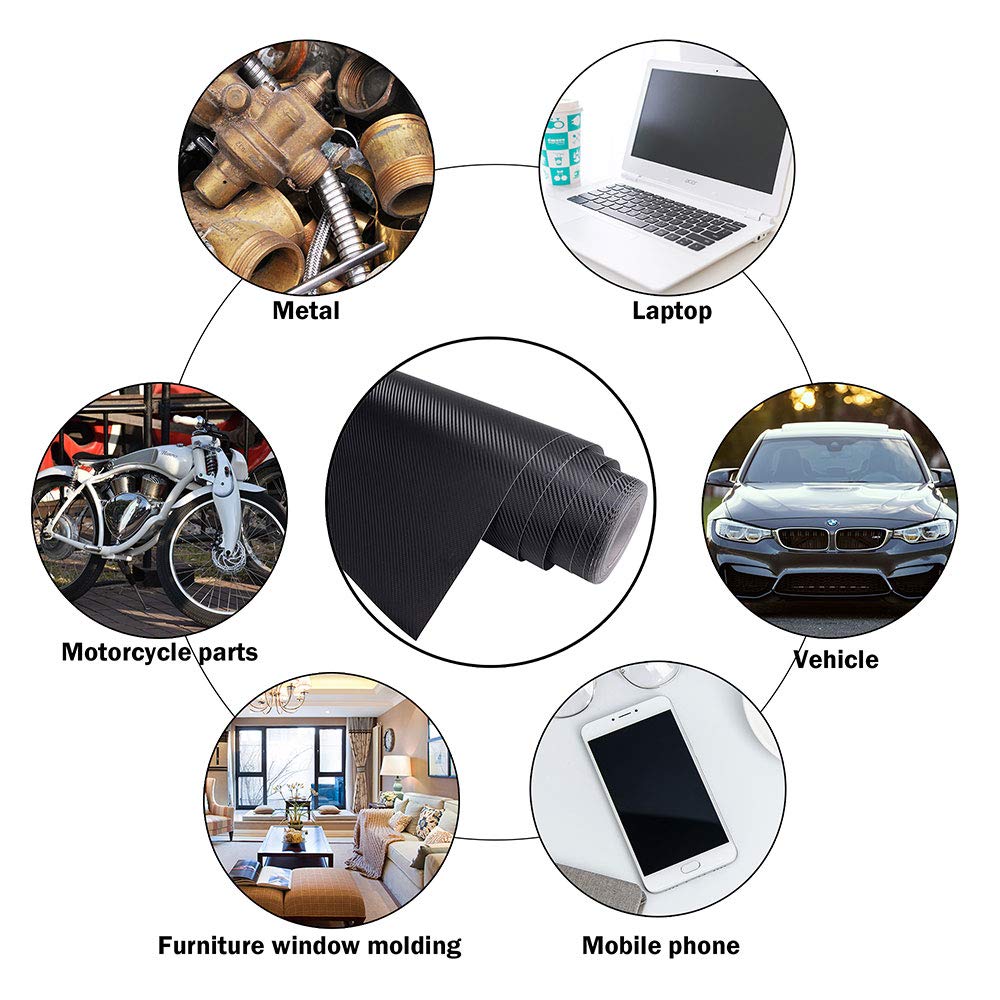 5x100 FT 3D Carbon Fiber Vinyl Wrap Film Roll with Air Release Technology | UV Resistant Car Wrap | DIY Vehicle, Laptop, Phone, Furniture Decoration | Perfect for Automotive Customization, Home & Office Upgrade