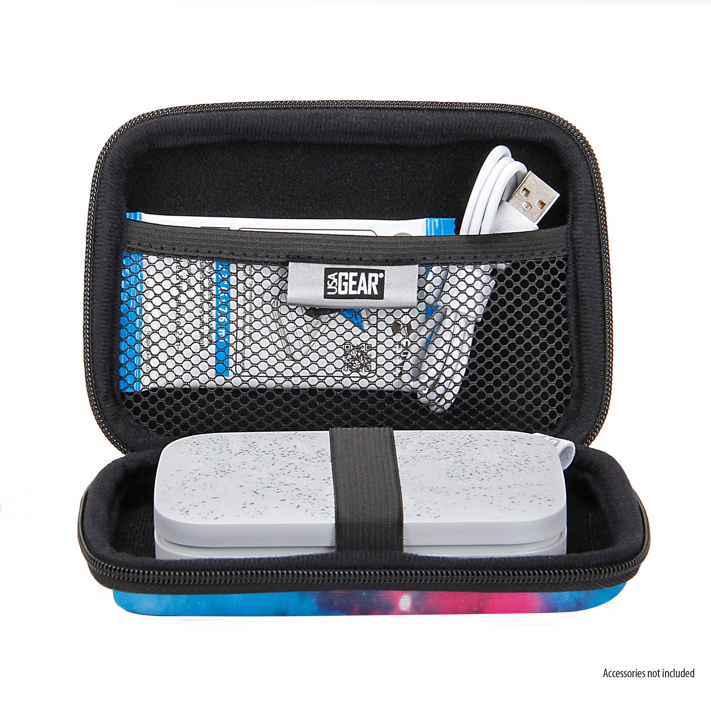 USA GEAR Hard Shell Portable Printer Case - Scratch-Resistant Protective Cover for HP Sprocket 2x3, Fujifilm Instax Mini Link 2, Kodak Printomatic - Compact Travel Case with Wrist Strap - Perfect for Home, Office & Outdoor Printing