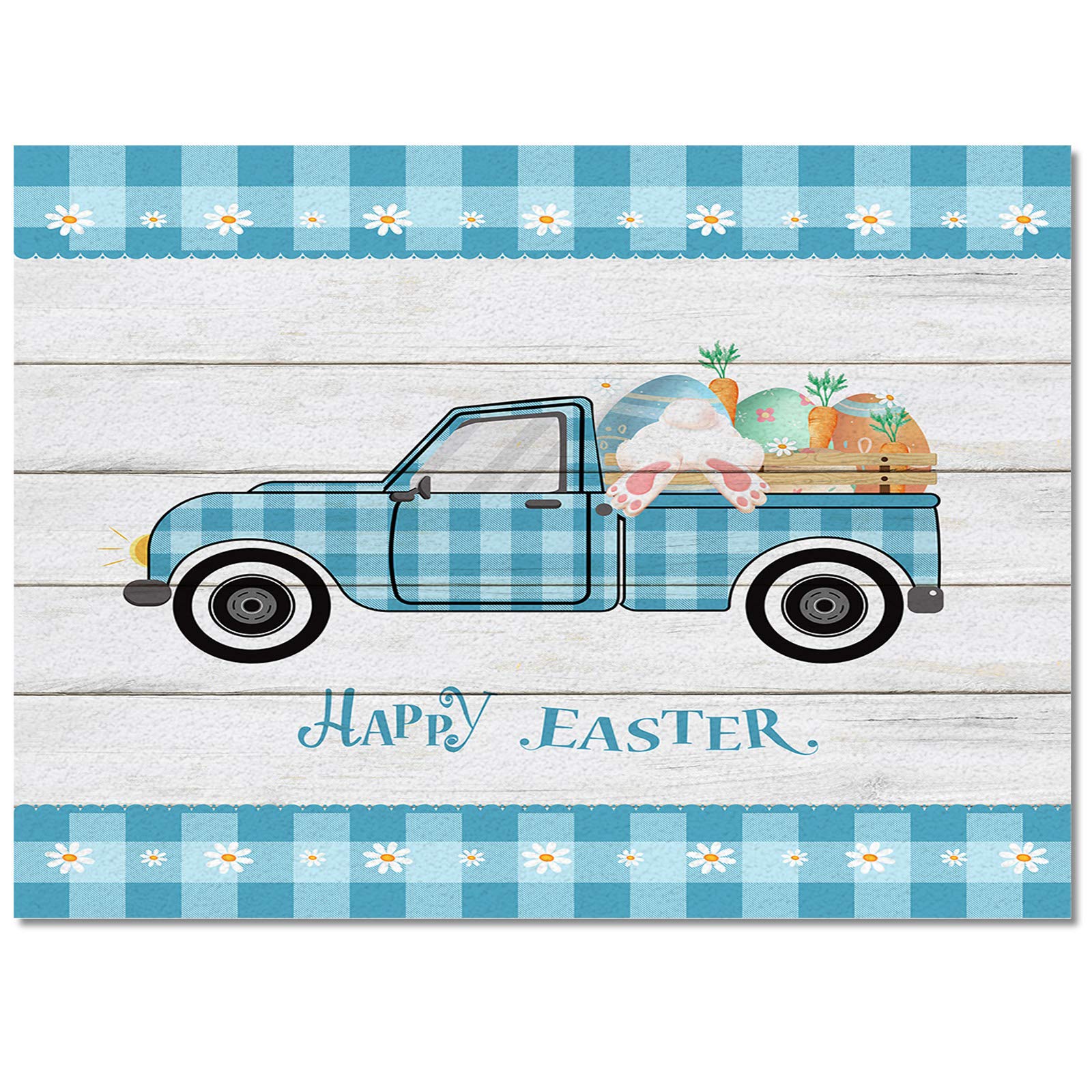 Ocean Party Indoor Area Rugs - Modern Luxury Ultra Soft Non-Slip Floor Mat for Living Room, Bedroom & Entryway Decor - Happy Easter Bunny Design on Rustic Wood Grain - Perfect for Easter Decorations, Spring Home Refresh & Cozy Living Spaces