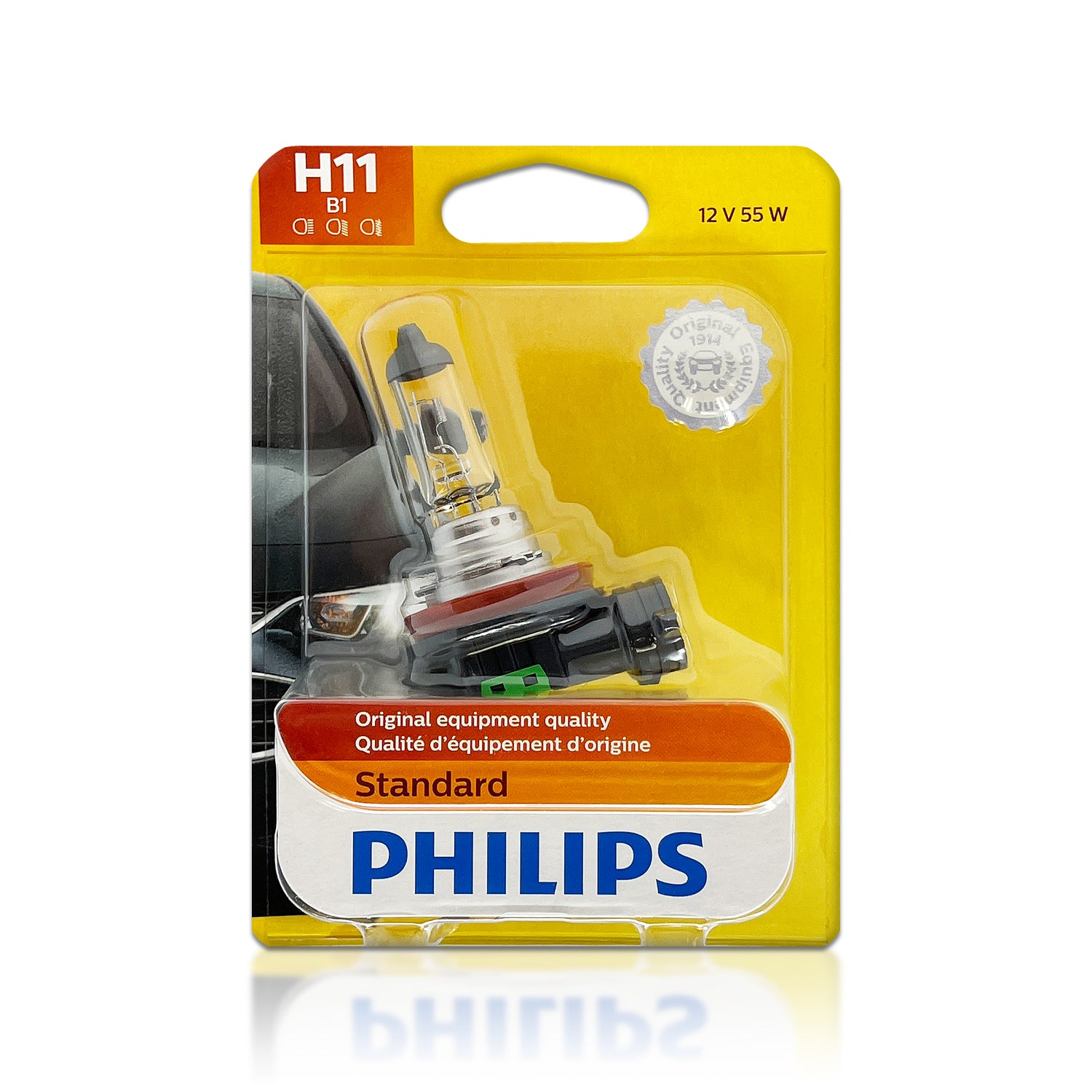 Philips 12362B1 H11 Standard Halogen Replacement Bulbs - OEM Quality for Cars, Trucks & SUVs - Perfect for Headlight Upgrades & Night Driving