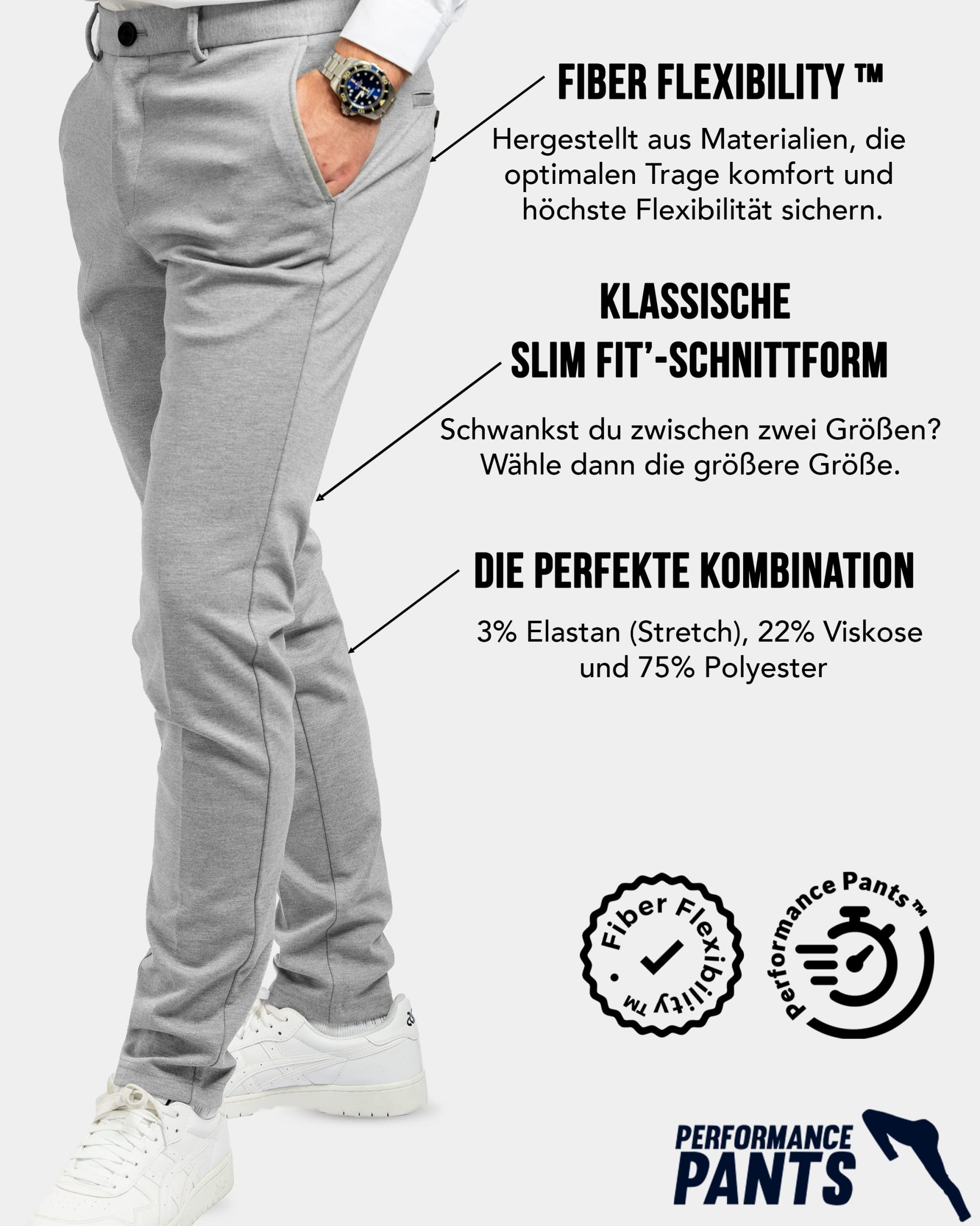 Slim Fit Stretch Men's Dress Pants - Comfortable & Modern Business Casual Trousers for Office, Suits & Everyday Wear