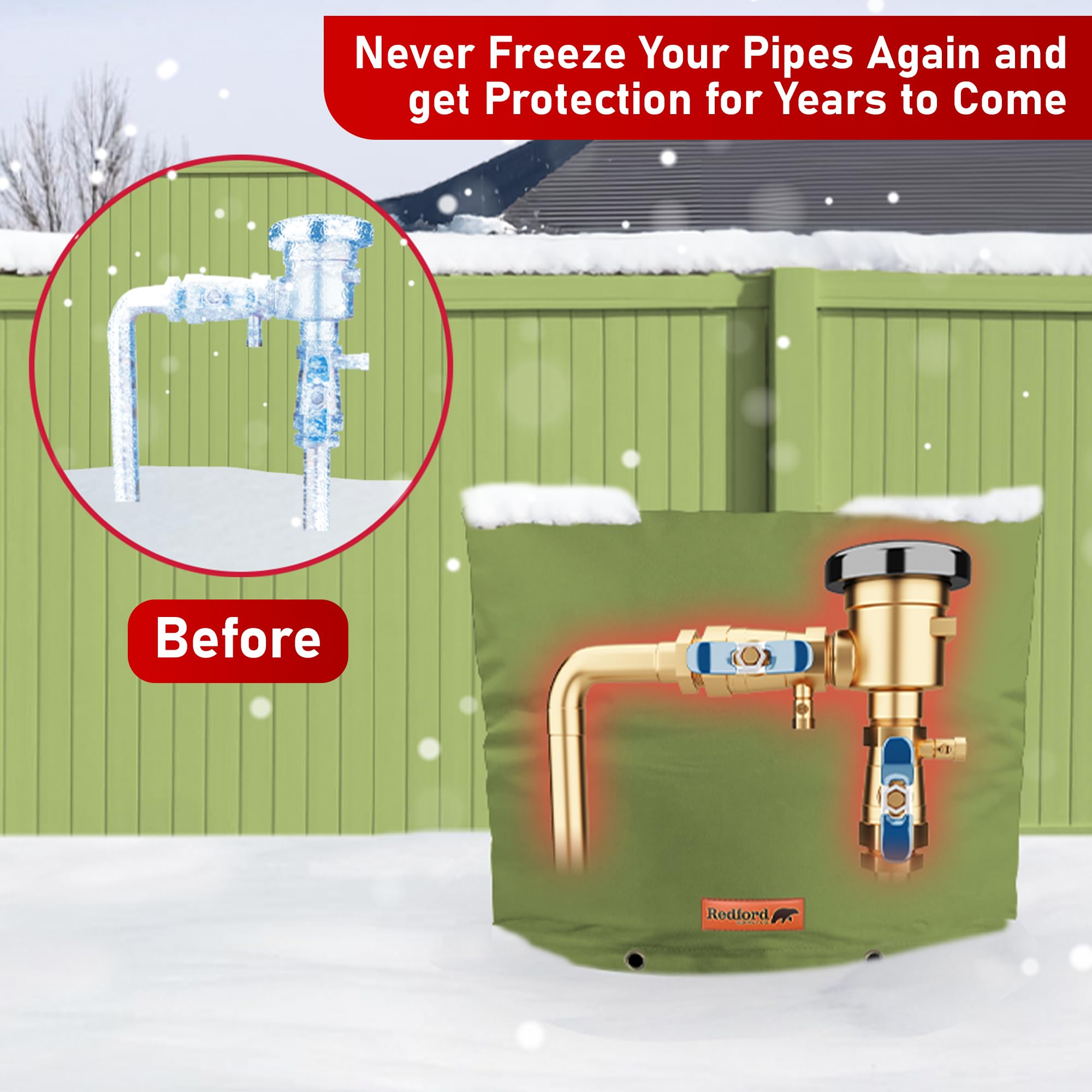 Redford Supply Co. Cold Snap (5°F) Backflow Preventer Insulation Cover - 60