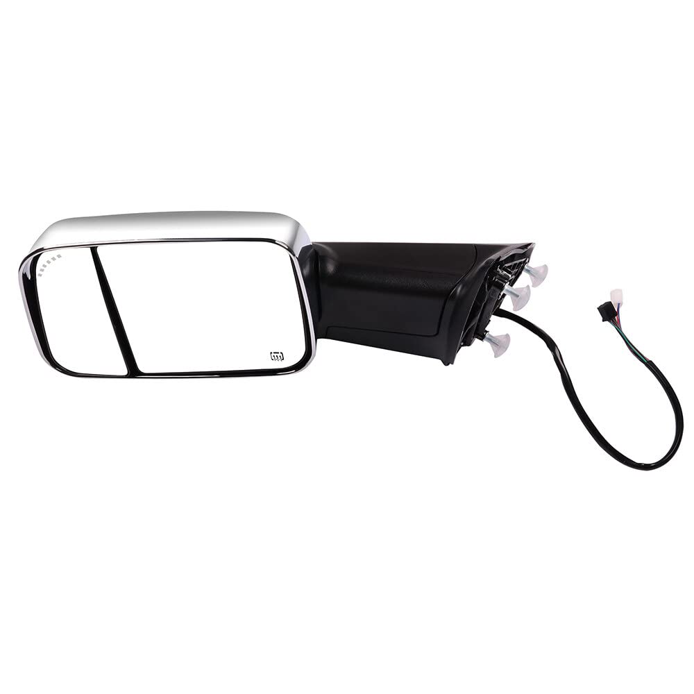 ECCPP Power Heated Towing Mirrors for Dodge Ram 1500/2500/3500 (2009-2017) - Chrome Exterior Side Mirrors with Turn Signal, Puddle Light & Main Glass - Perfect for Towing, Camping & Off-Road Adventures